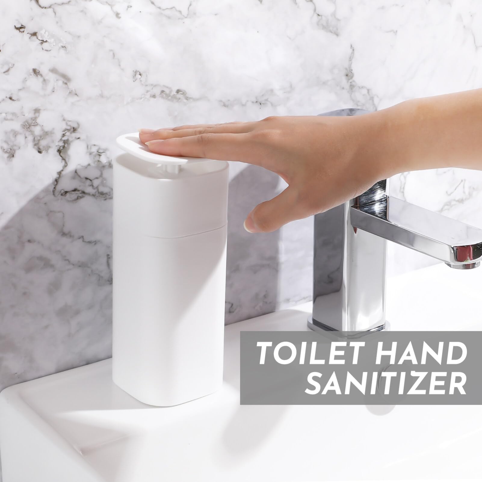 DOITOOL Push Down Empty Pump Dispenser Bottle, Push Down Liquid Pumping Empty Bottle Dispenser for Nail Polish and Makeup Remover, 2.75 x 2.75 x 7inch, White