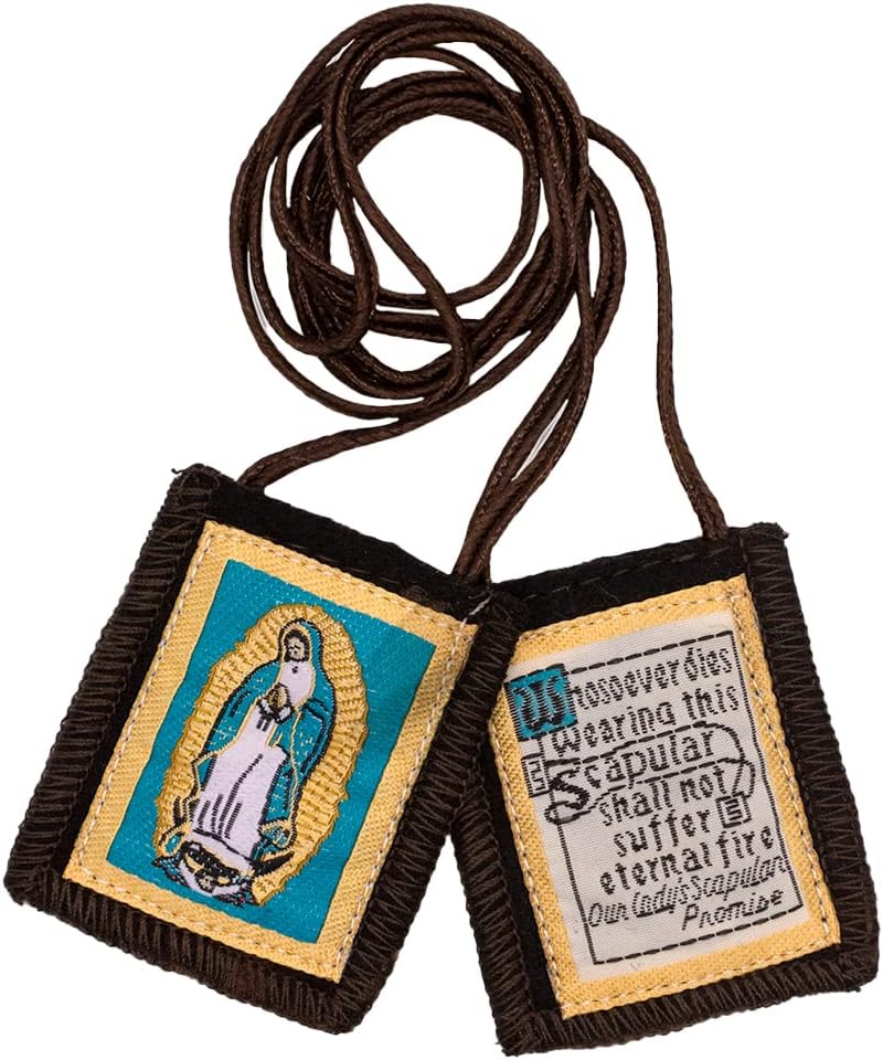 VILLAGE GIFT IMPORTERSWool Brown Scapular | Catholic Wearable Devotional | Great Christian Gift for Religious Milestones Such as First Holy Communion and Confirmation | Includes Enrolment Paper