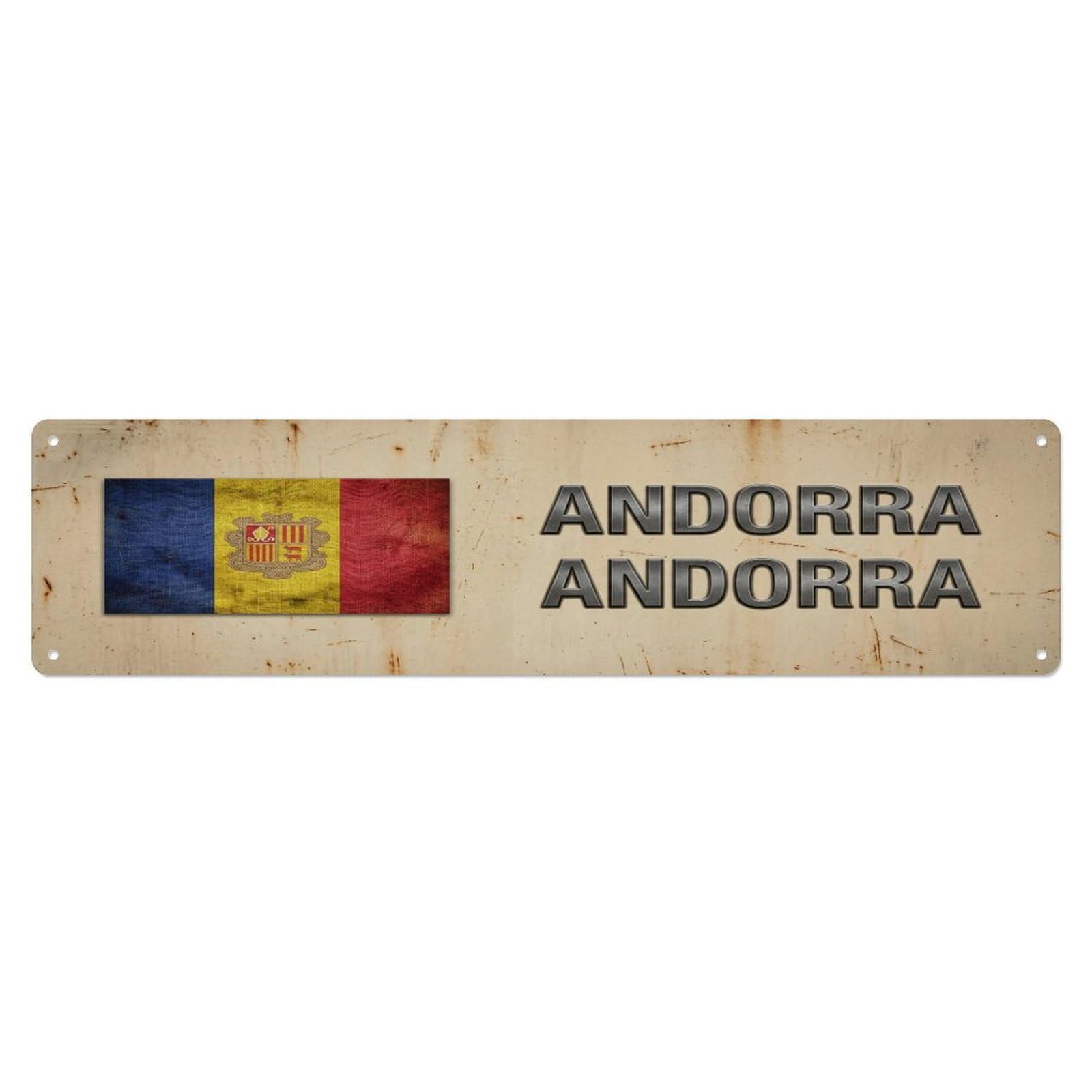 Metal Tin Sign Vintage Andorra Andorra Flag Decor Rustic Travel