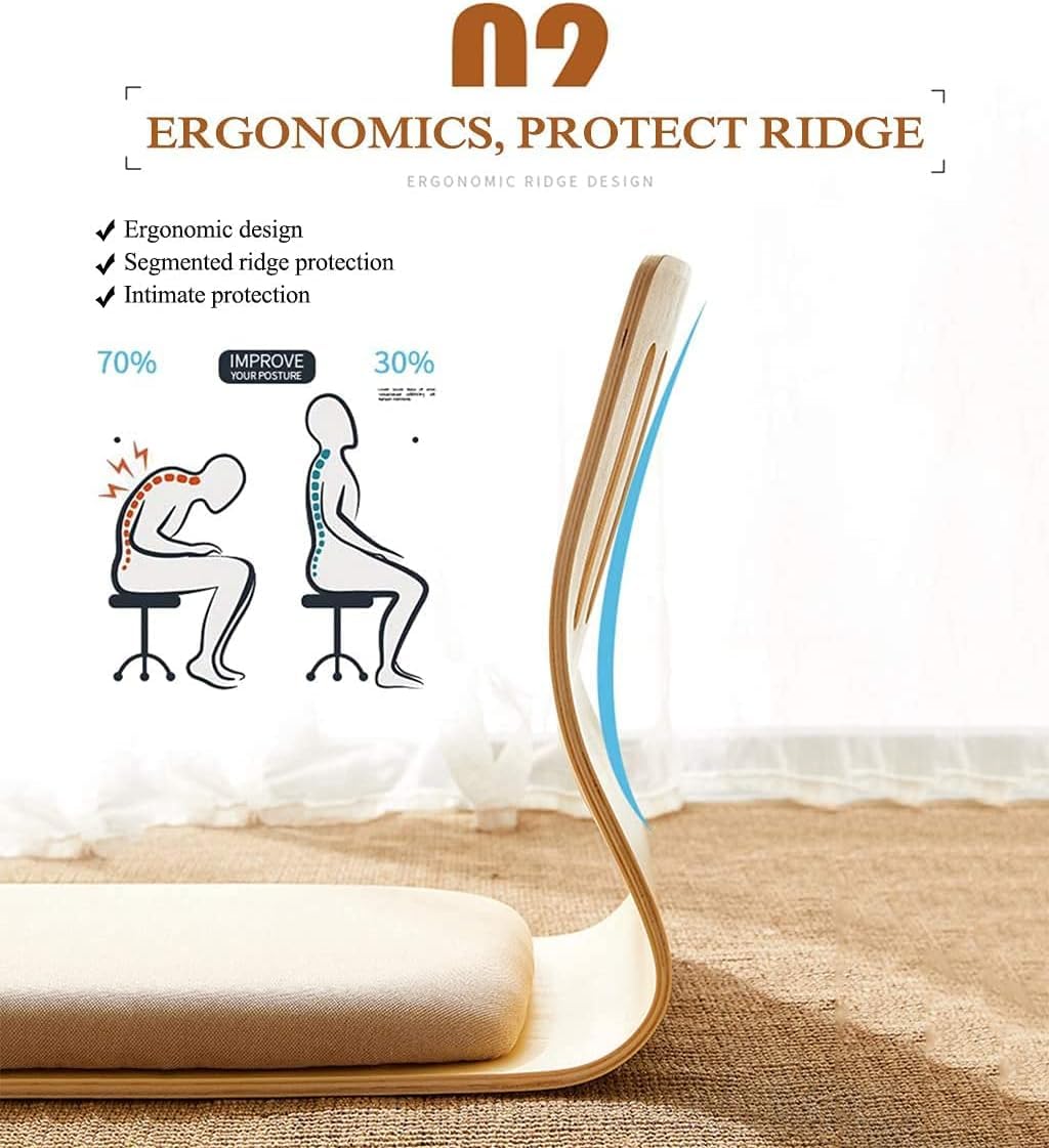 Set di 4 Sedie Giapponesi Senza Gambe - Sedie da Pavimento Tatami in Compensato per Adulti E Bambini, Perfette per Il Soggiorno, I Videogiochi, La Lettura E La Visione di Film.
