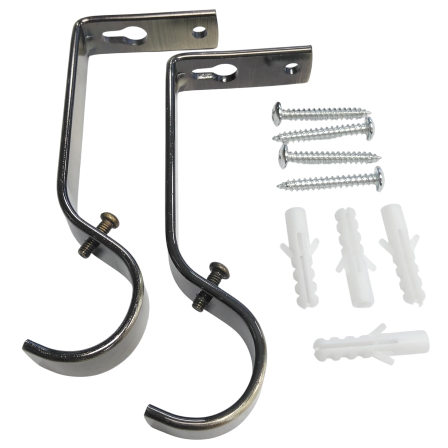 Bulk Hardware BH03239 Staffa di Supporto a Parete per Bastone per Tende, Set di 2 Pezzi