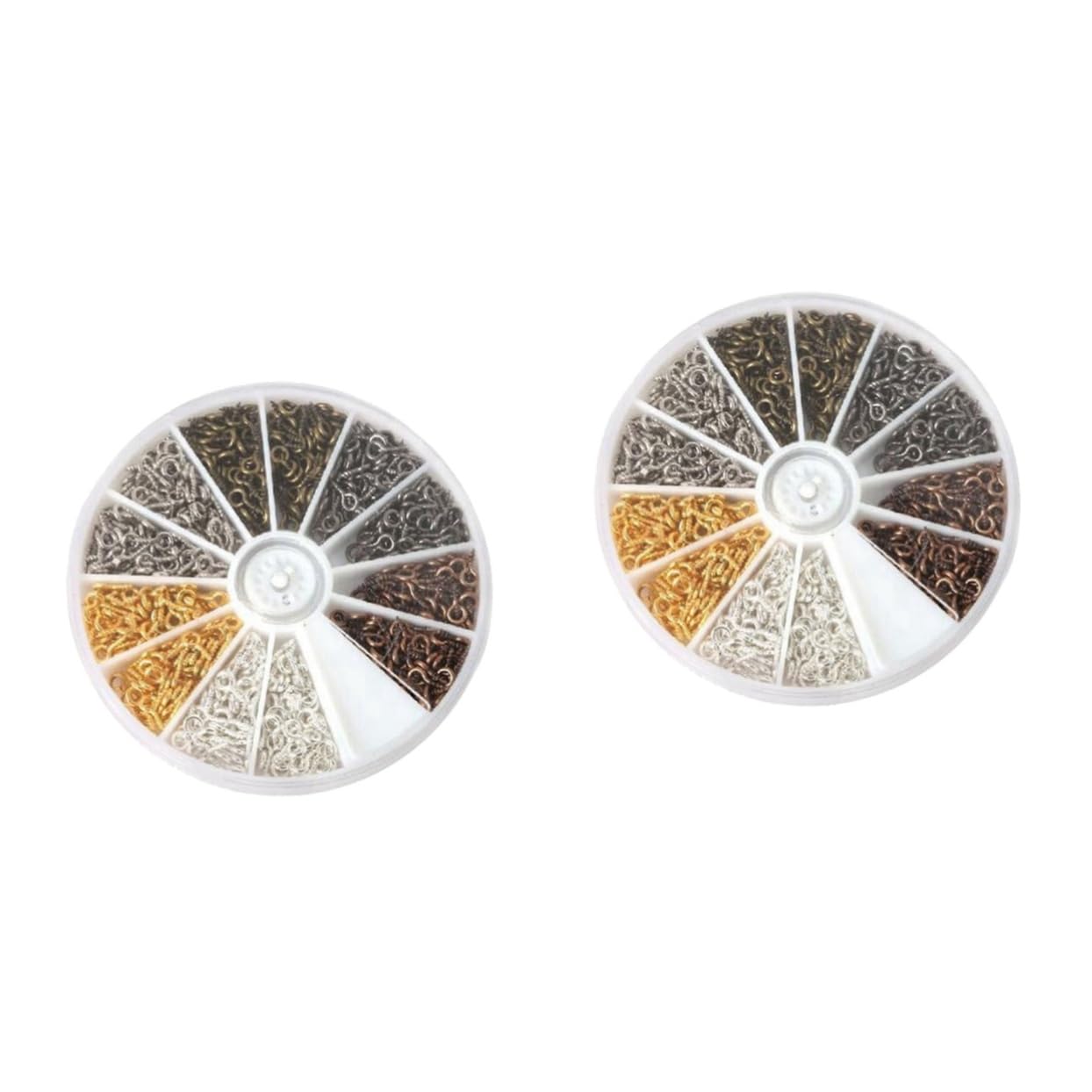 OSALADI 2sets Screw Eye Ring Threaded Hook Easy to Use for Jewelry Screw Eye Pins Craftsmanship Mixed Colors 600pcs*2