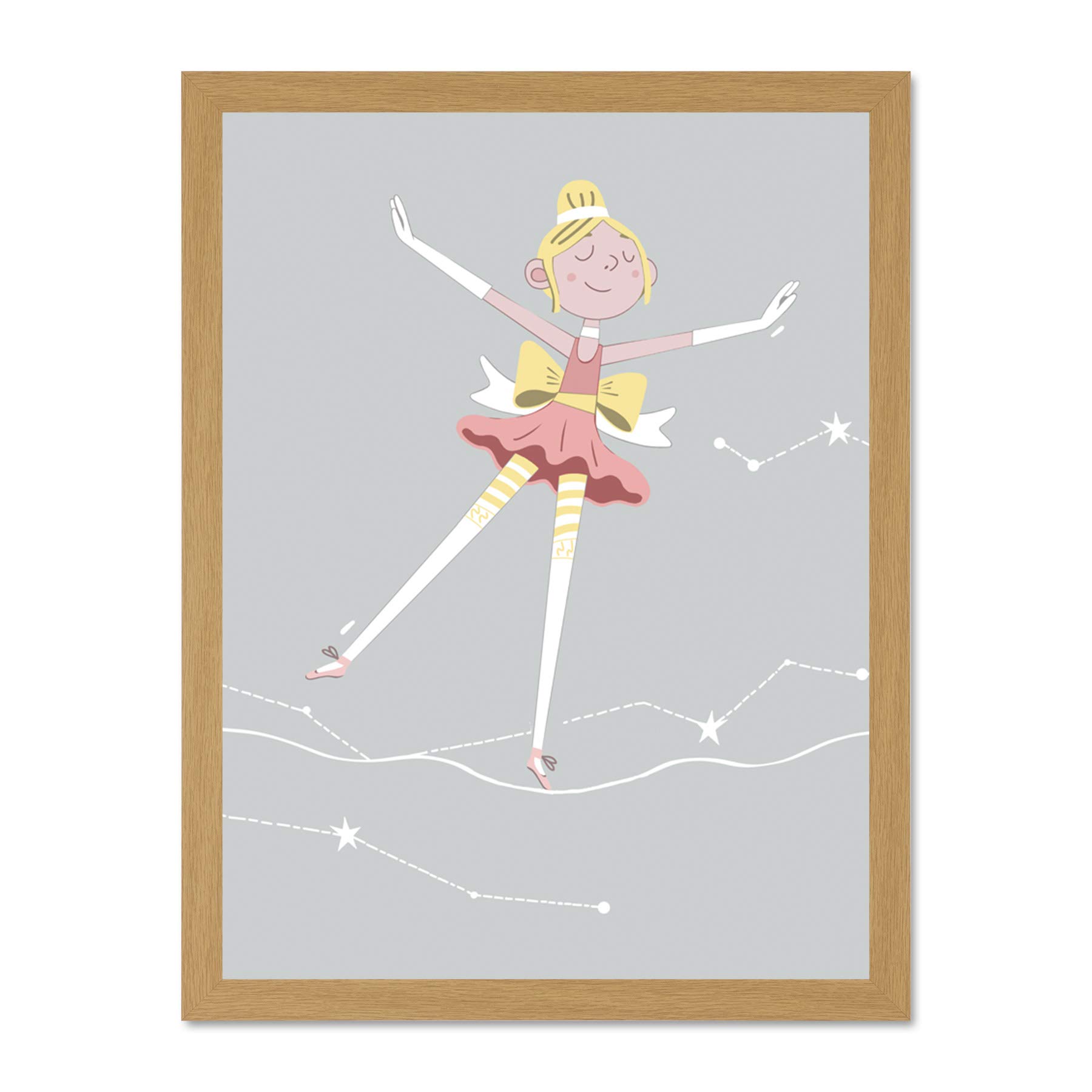 Wee Blue Coo Girls Ballerina Dancer Stars Blonde Large Framed Art Print Wall Poster 18x24 inch