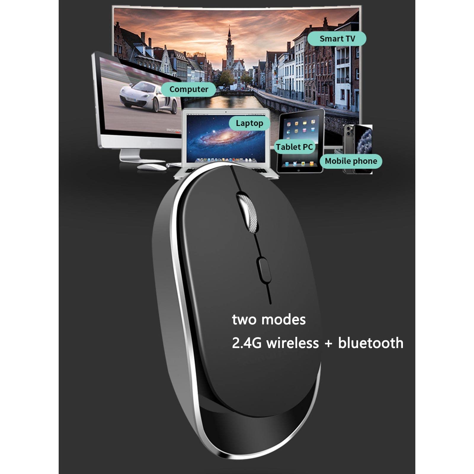 Mysz Mysz bezprzewodowa Mysz komputerowa do laptopa USB do gier Bluetooth Ergonomiczna mysz Urządzenie wskazujące Fotoelektryczny akumulator Możliwość przełączania DPI Wsparcie Ergonomia