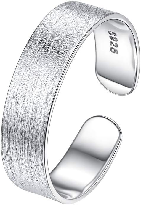 Silvora Open Band Ring Simple Stackable Finger Rings Adjustable Open Stacking Plain Band Rings Knuckle Rings For Women 5MM/10MM/15MM