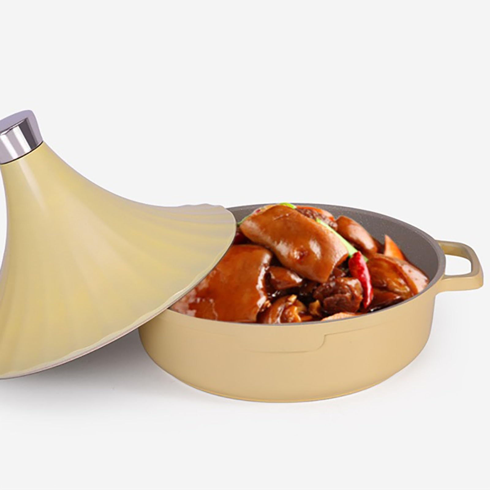 Aluminiumguss Großes Fassungsvermögen Tajine Topf Zum Kochen Traditionell Tagine Marokko for Gesunde Und Köstliche Mahlzeiten, Meeresfrüchte-Topf(Weiß)