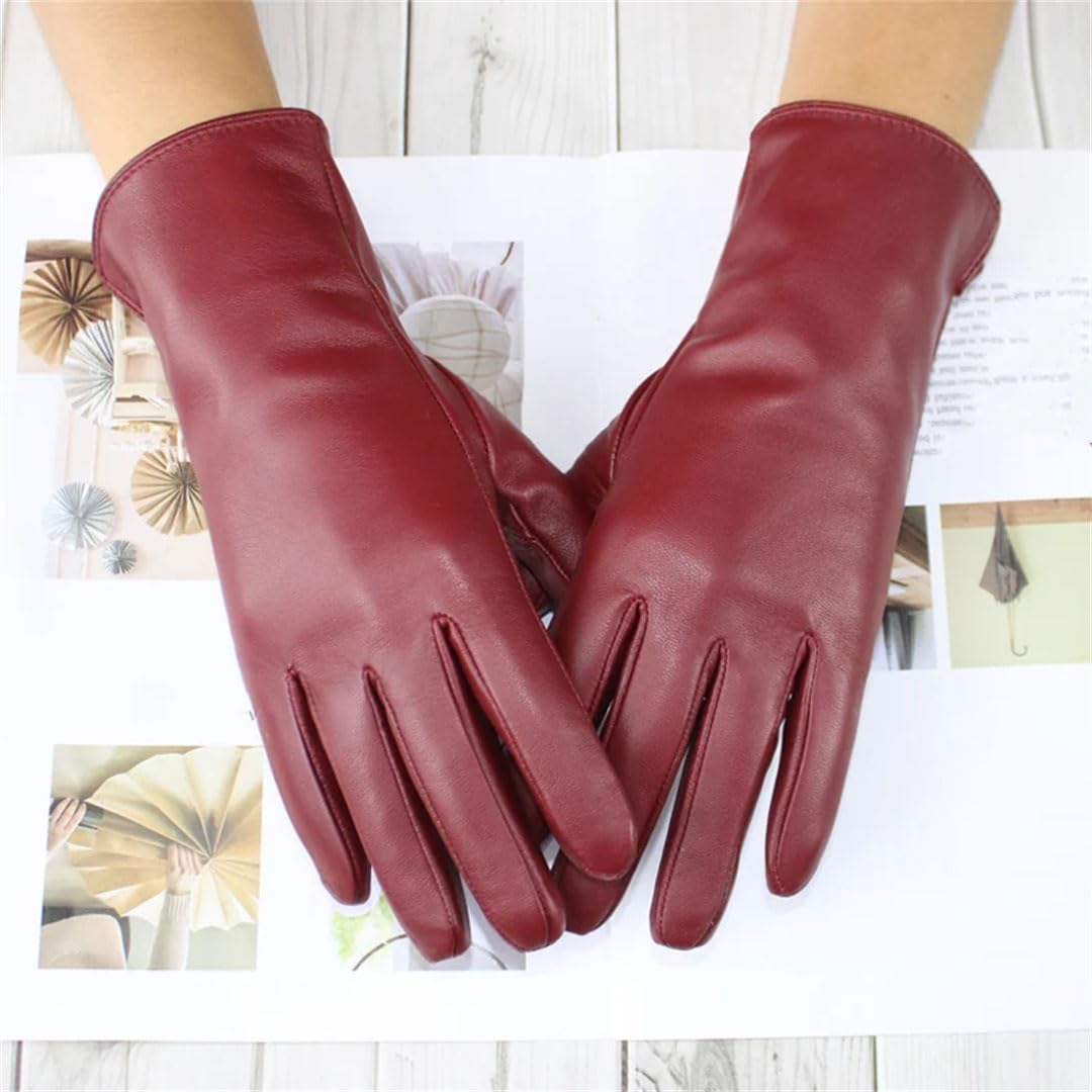 Guanti da donna in pelle di pecora stile classico dritto lavorato a maglia