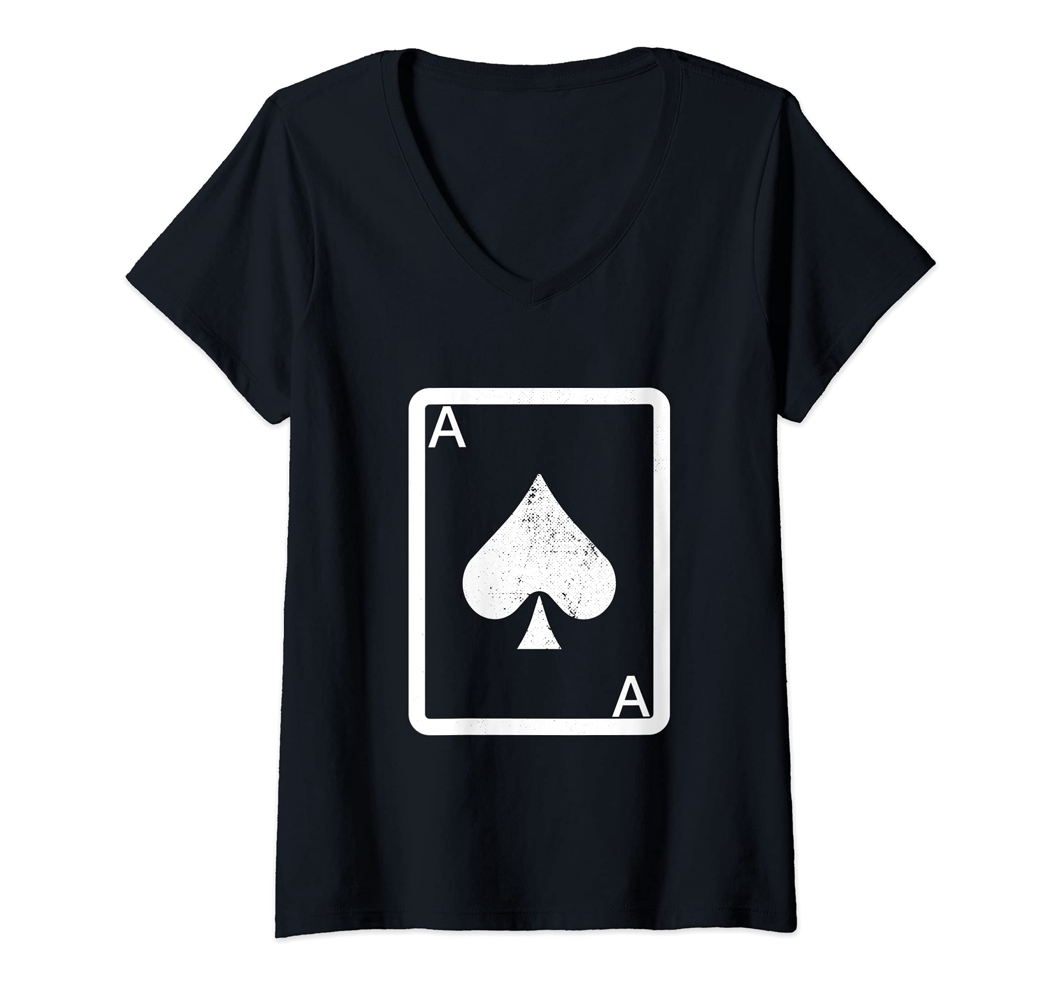 Womens Funny Card Game Fans Ace Spade Card Design Poker Player V-Neck T-Shirt