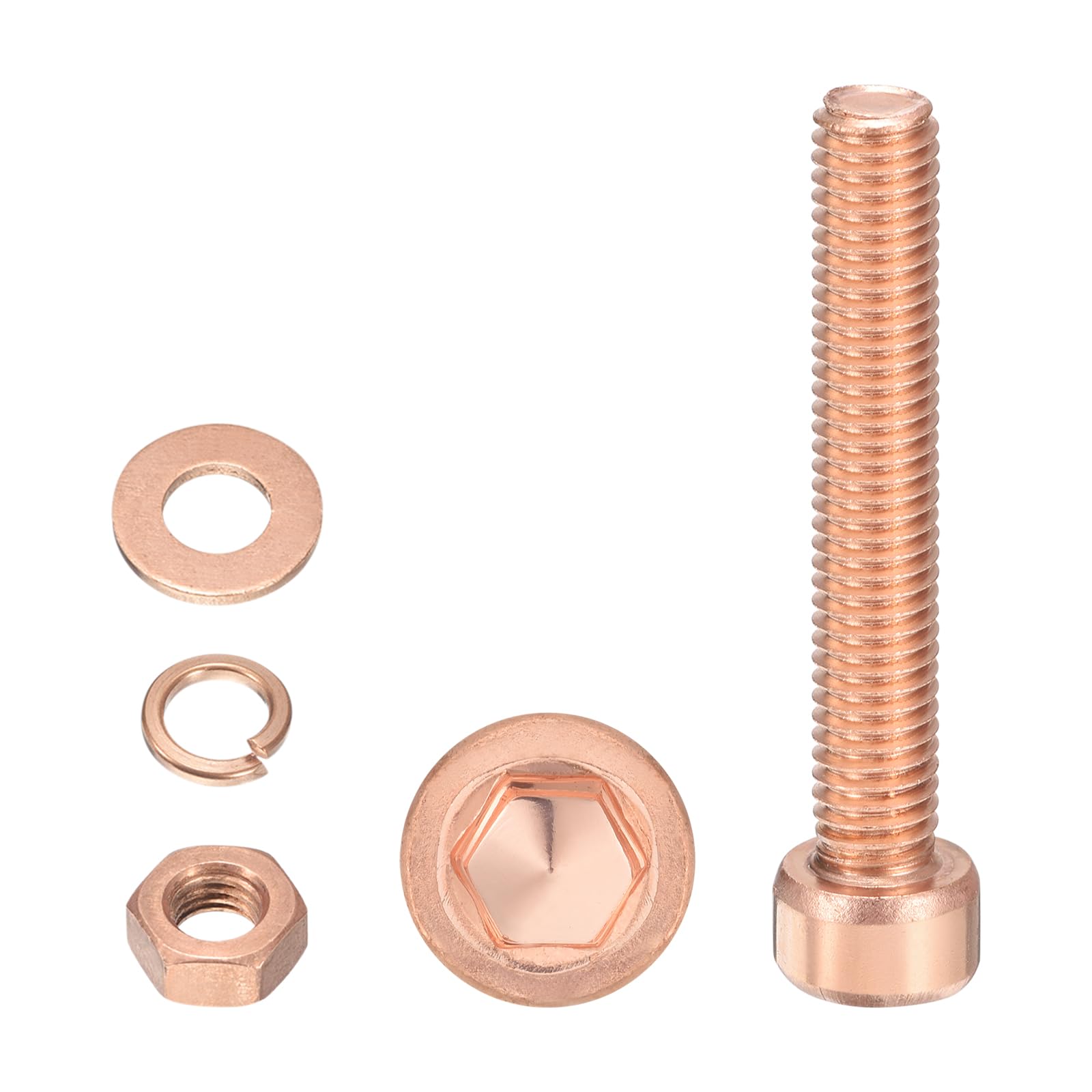 Kozelo 8pcs M8 Socket Head Cap Screws Bolts Nuts Assortment Kit - [M8-1.25x50mm] Red Copper Fully Threaded Hex Screw for 3D Printer Use