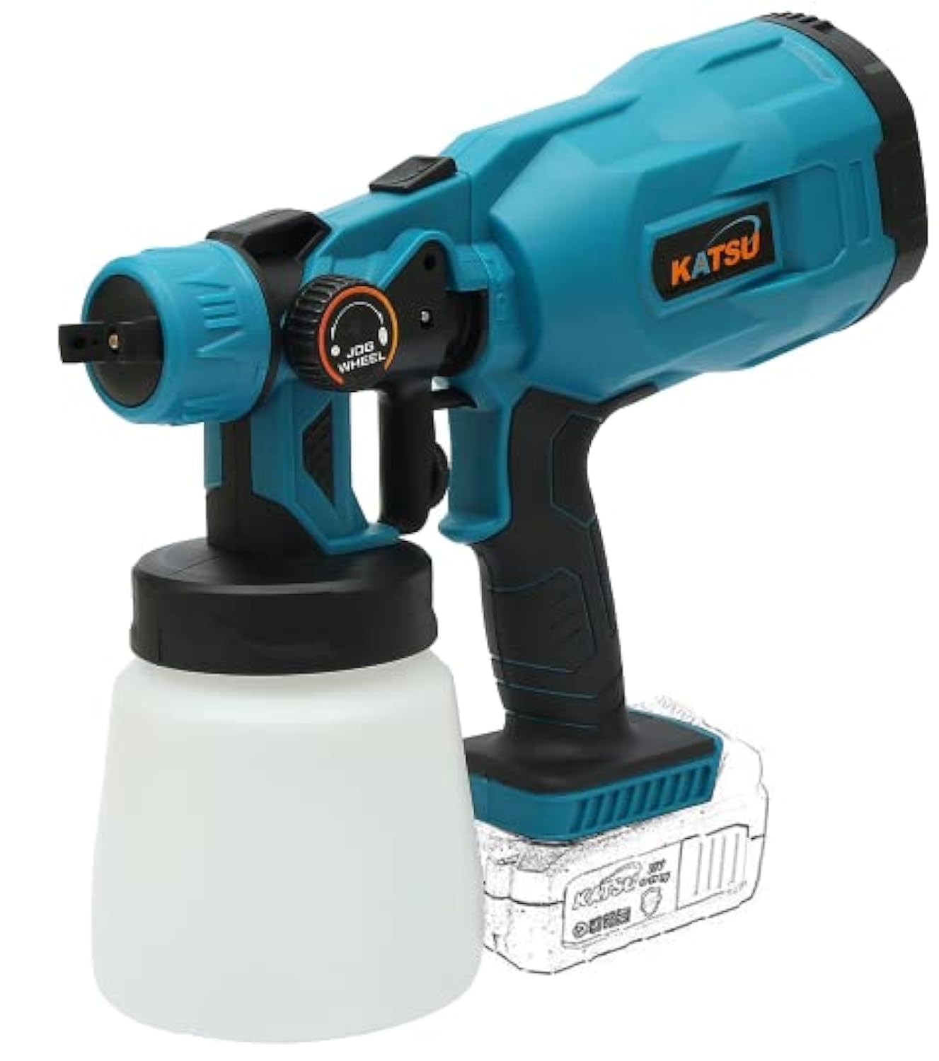 Pistola a Spruzzo a Batteria KATSU FIT-BAT 21V 800ml Pistola per Verniciatura a Spruzzo, 3 Modalità di Pittura, Ugello 1,8mm e 2,5mm, per Dipingere Pareti Soffitti Mobili Recinzioni (solo corpo)