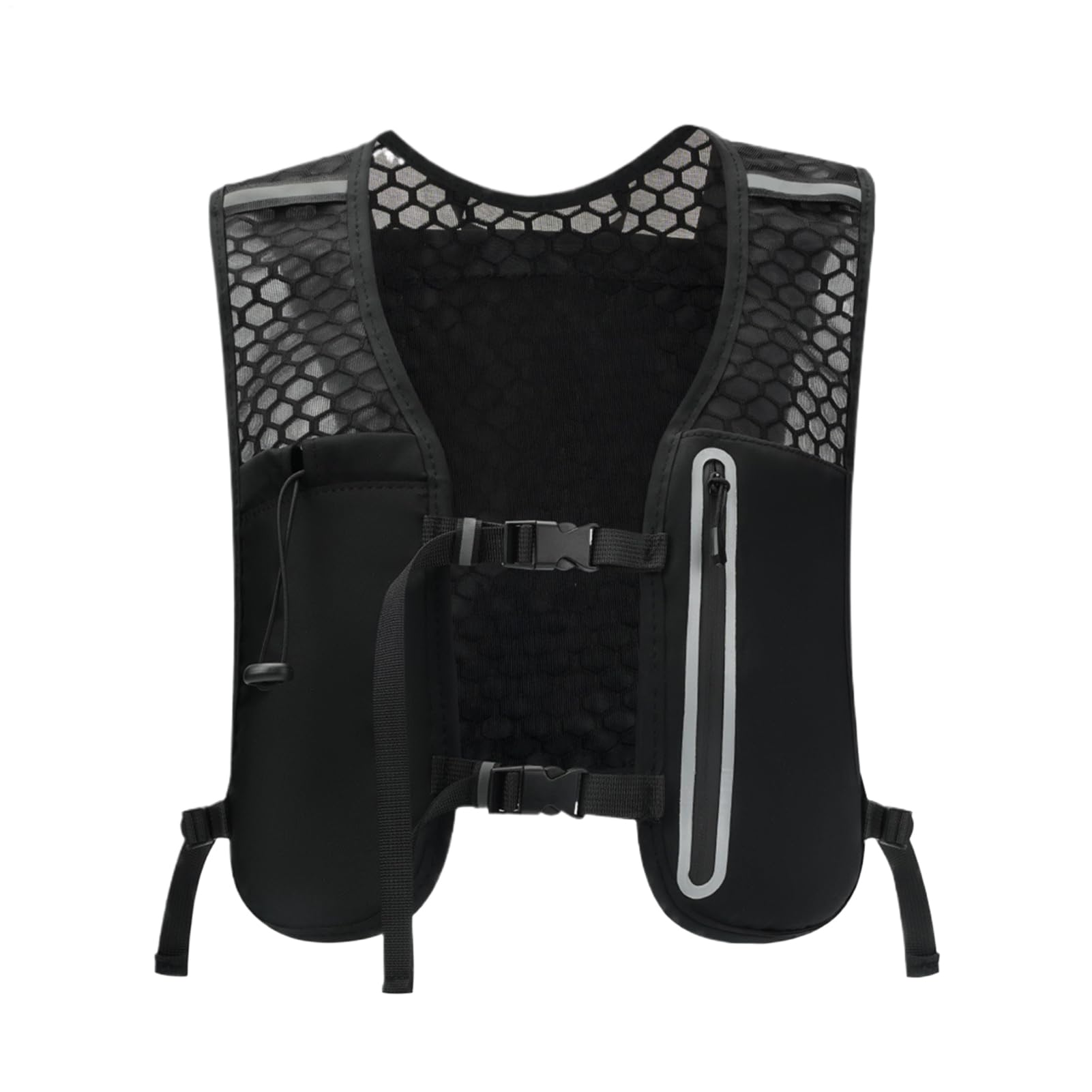 Chaleco de banda de rodadura – Bolsa de agua, paquete de carreras | Mochila ligera con bolsillos para botellas, correas reflectantes para trail jogging al aire libre, trekking, engranaje de