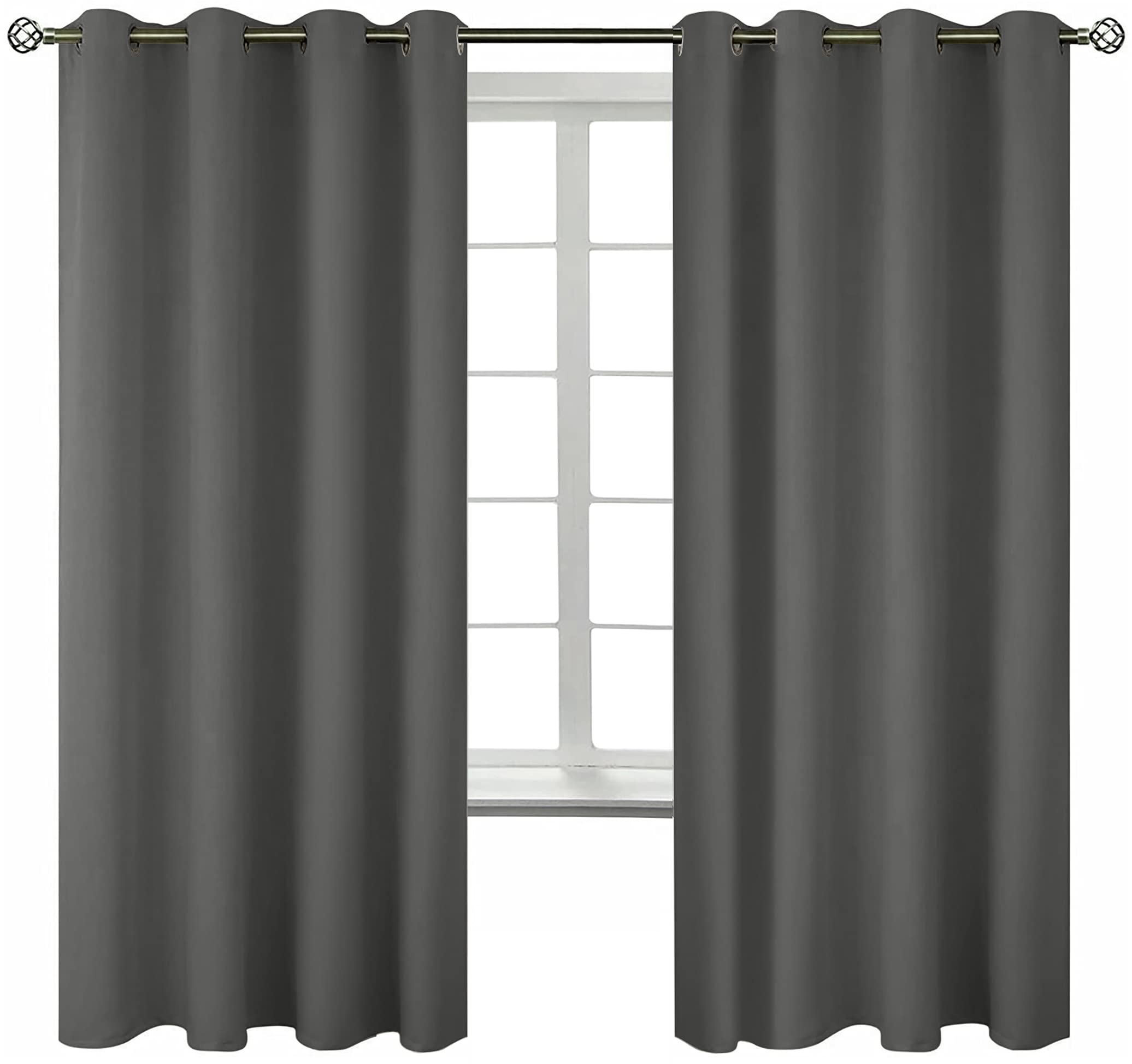 Cozolo Blackout Curtains for Bedroom -Thermal Insulated Curtains with Grommet Top Room Darkening Noise Reducing Window Drapes for Living Room, Set of 2 (Dark Grey, 52 x 84 Inch)