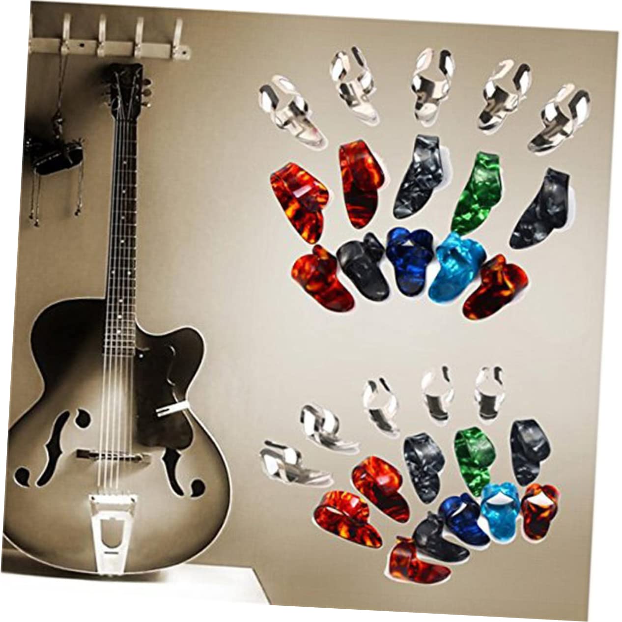 HEMOTON 3 Set Di Plettri Per Chitarra in Acciaio Inossidabile Per Pollice E Dita Custodia Compatta Per Chitarra E Basso 15 Pezzi*3