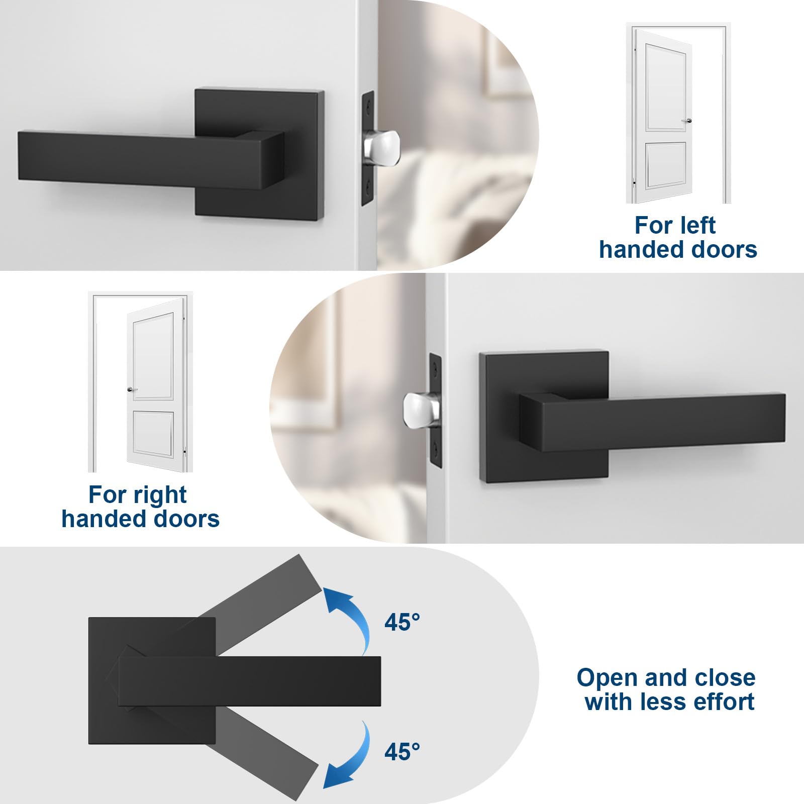 FITNATE Chrome Polished Scroll Door Handle Latch Set,1 Pair Scroll Lever Latch Handles on Backplate&Latch for Interior Use - Image 4