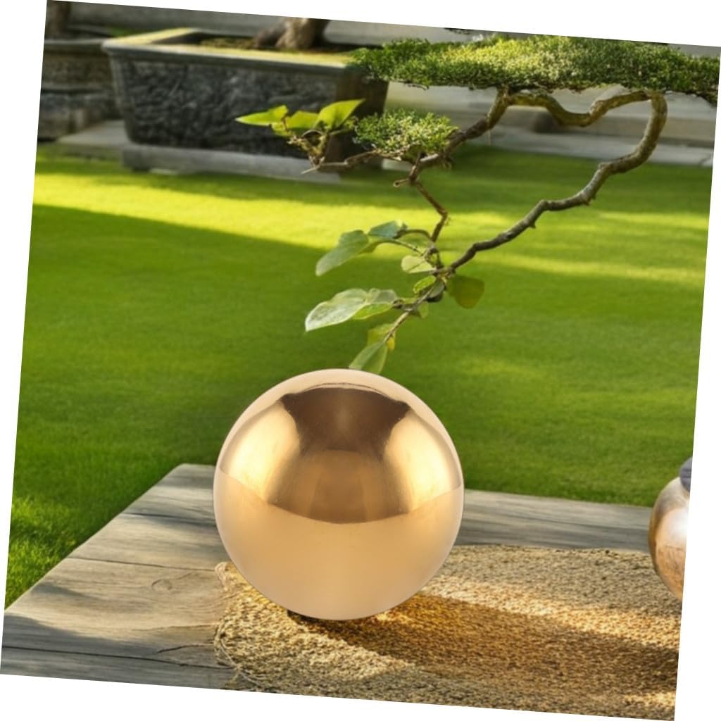 Hemoton Stainless Steel Reflective Gazing Ball Garden Mirror Sphere 250mm Titanium Color Polished Outdoor Lawn Decor