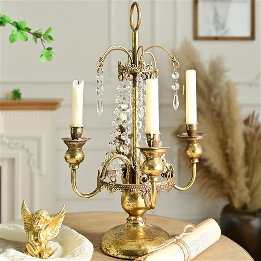 Świecznik wiejski romantyczny żelazny kryształowy świecznik ornamenty Home Fashion świecznik dekoracja dekoracja