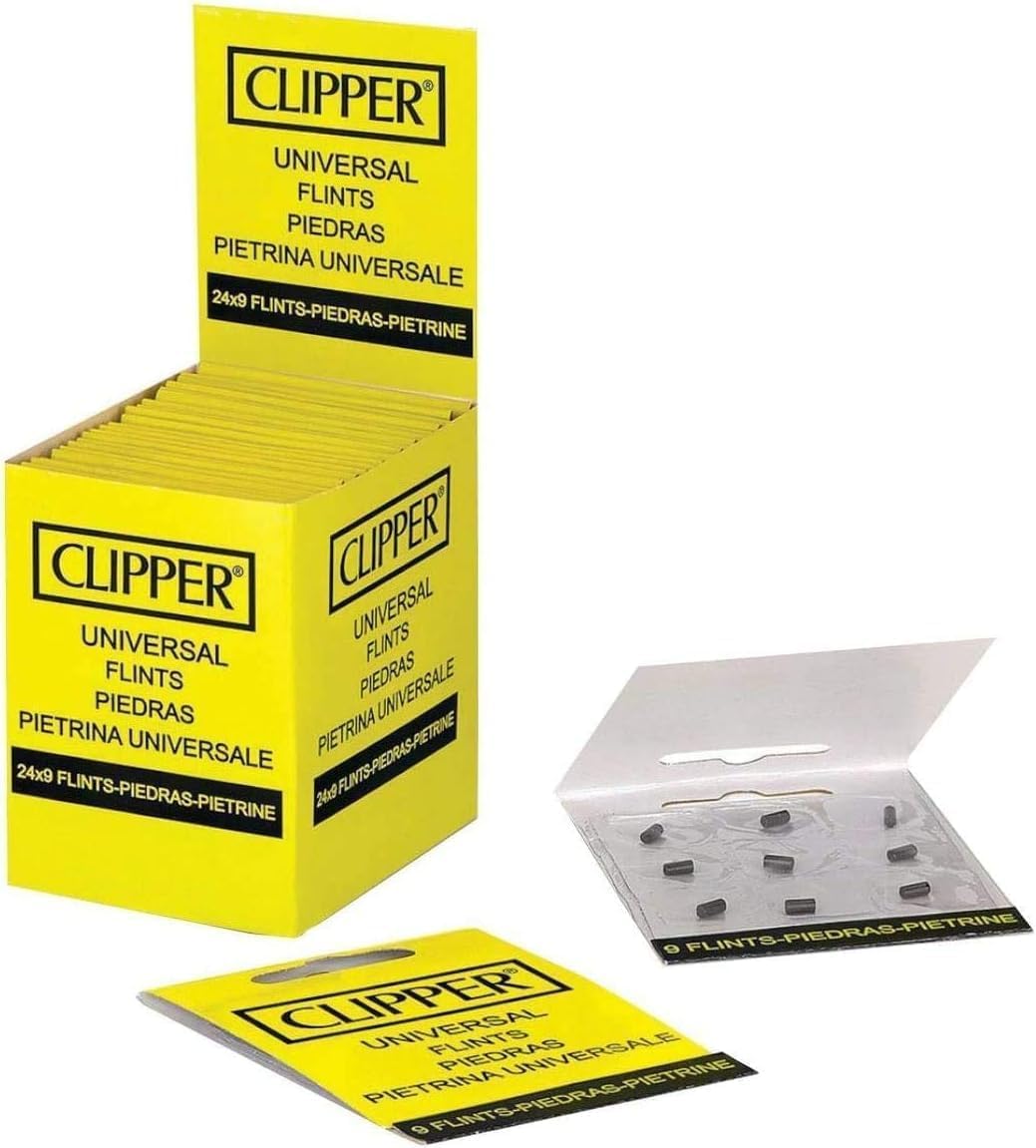 Pack de 48 Encendedores Clipper - Seguros y Recargables - Colores Variados - Refillable +5 Gas ISOBUTANO para MECHEROS + Clipper 9 Piedras de Mechero (Nebula Mix 1)