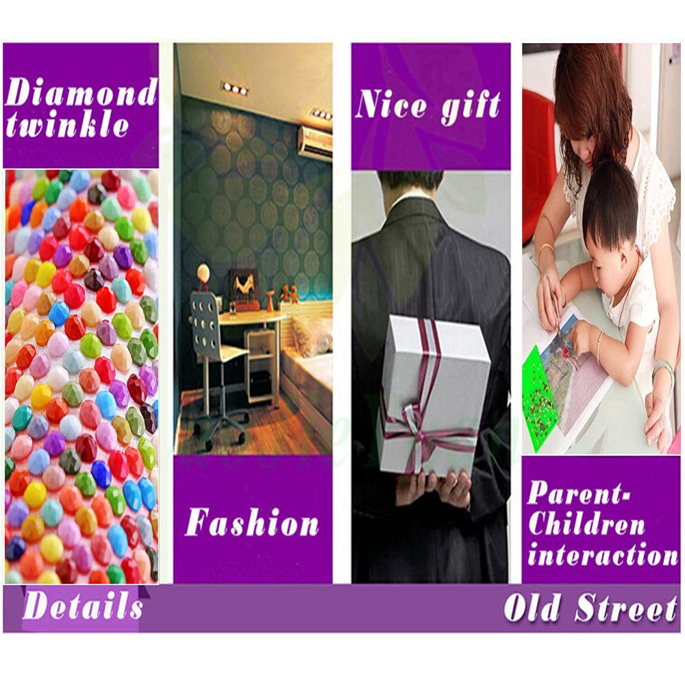 Diamond Painting kit Completo, DIY 5D Pintura Diamante,Bricolaje Diamond Painting Grande, Kit de Pintura de Diamantes Pintura por Numeros para Adultos Niños(Ciudad) -Round_drill_50x150cm