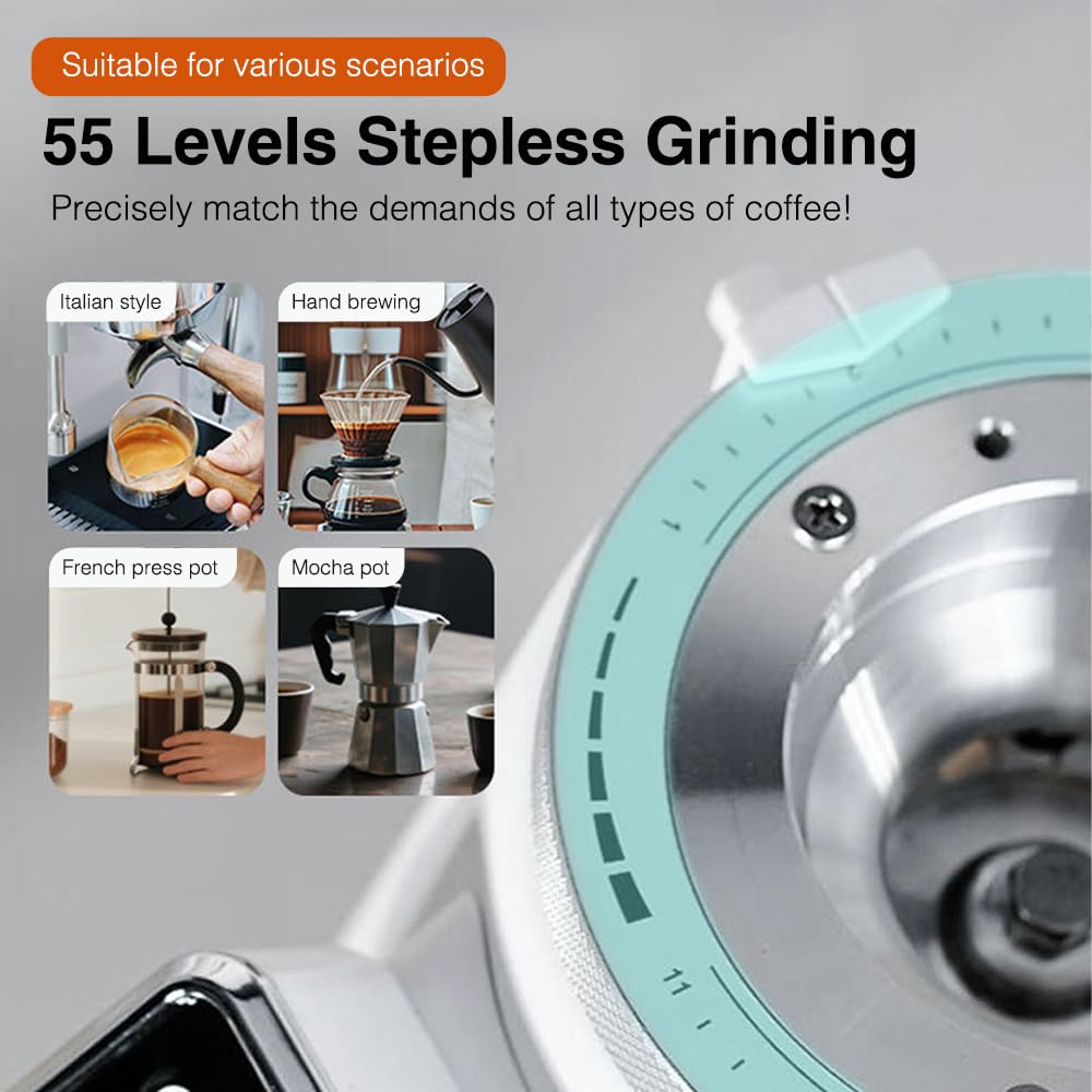 Grinder da caffè Premium con sbavatura Piatta da 64mm, smontaggio Senza Sforzo, Ideale per l'espresso e Rivestiti in caffè e caffetterie.