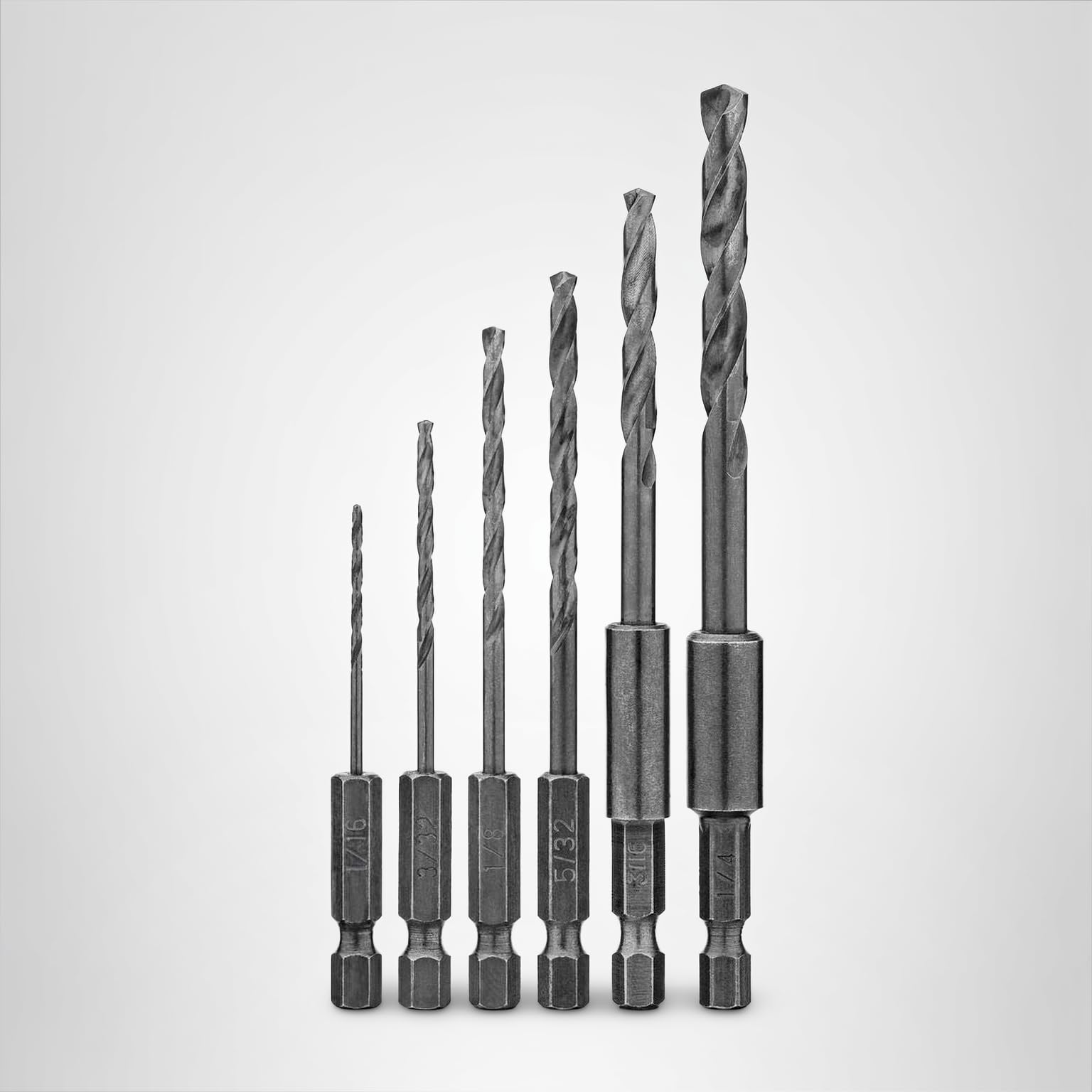 DEWALT DW2551 6 Piece 1/16-Inch to 1/4-Inch Hex Shank Twist Drill