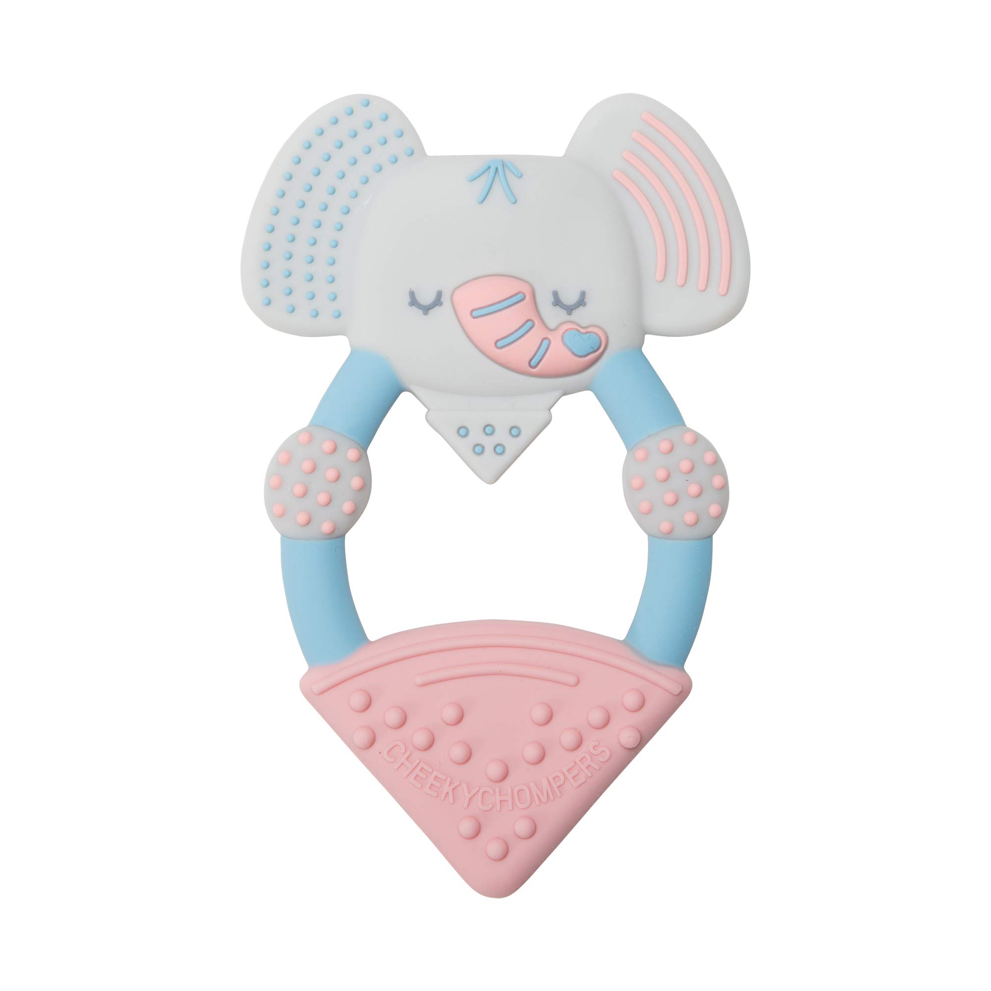 Cheeky ChompersAnimal Teethers | Teething Rings with Integrated Gel Applicator | Soft Silicone Design | 100% BPA and Phthalate-Free | Darcy The Elephant