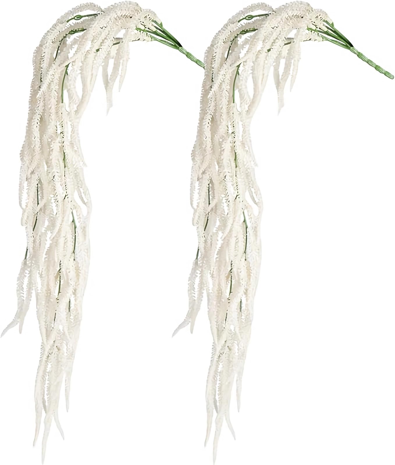 Evlasumflow 2Pcs Artificial Amaranthus 31" Faux Latex Lover's Tears Fake Hanging White Plants for Floral Arrangement Vase Bouquets Home Office Wedding Decor.(White,2pcs)