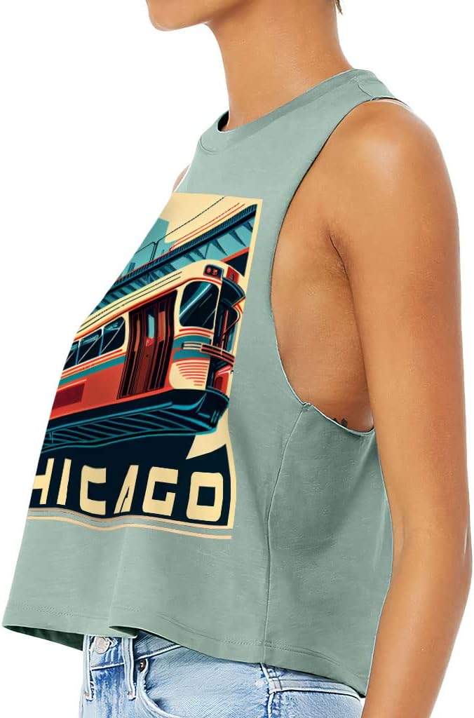 Chicago Graphic Racerback Cropped Tank - Art Women's Tank - Colorful Tank Top