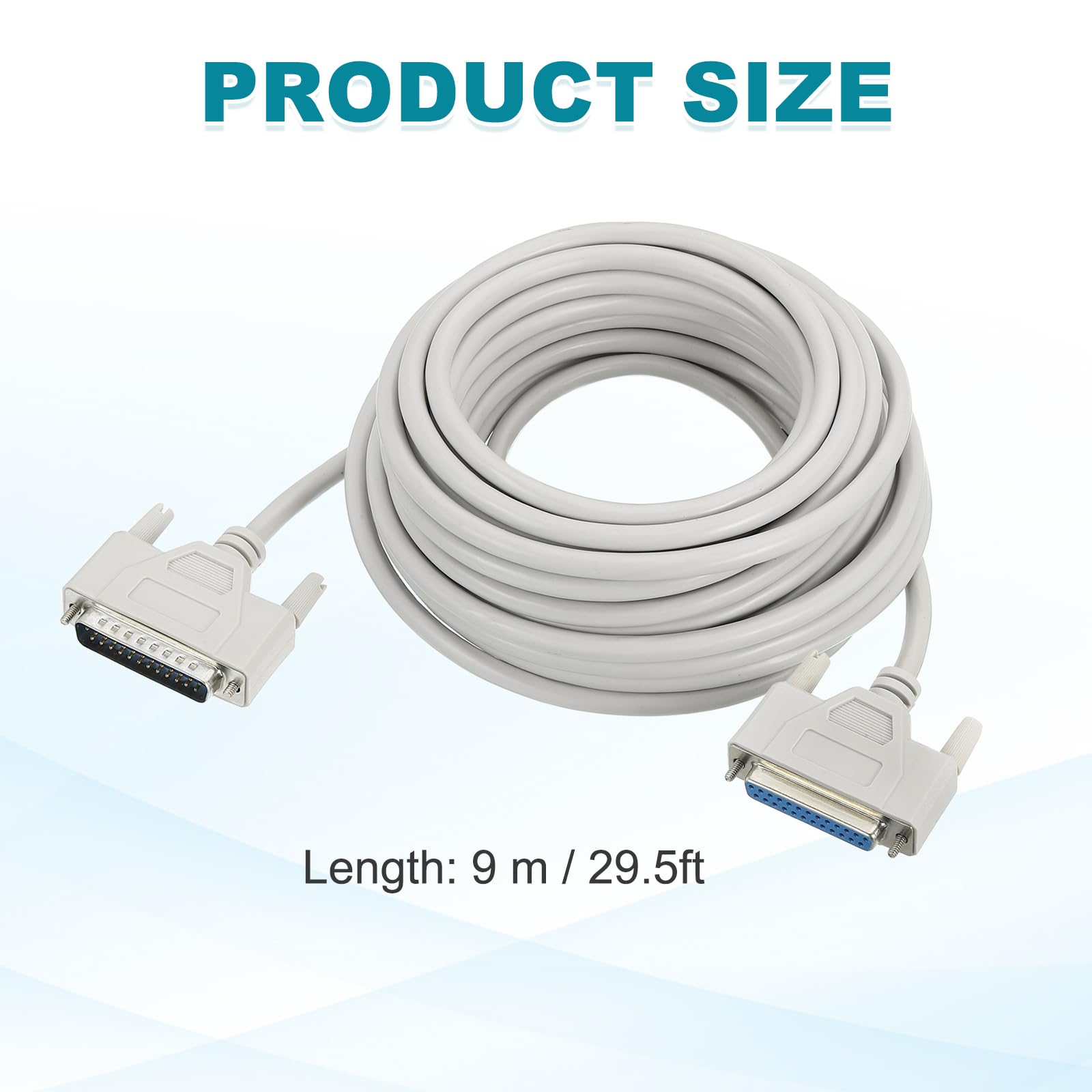 QUARKZMAN Cavo Stampante Porta Parallela DB25 25 Pin 29.7ft (9.0m) DB25 Maschio a Femmina Convertitore 25 Pin Con Connettori Nichelati Per Scanner Stampanti Beige