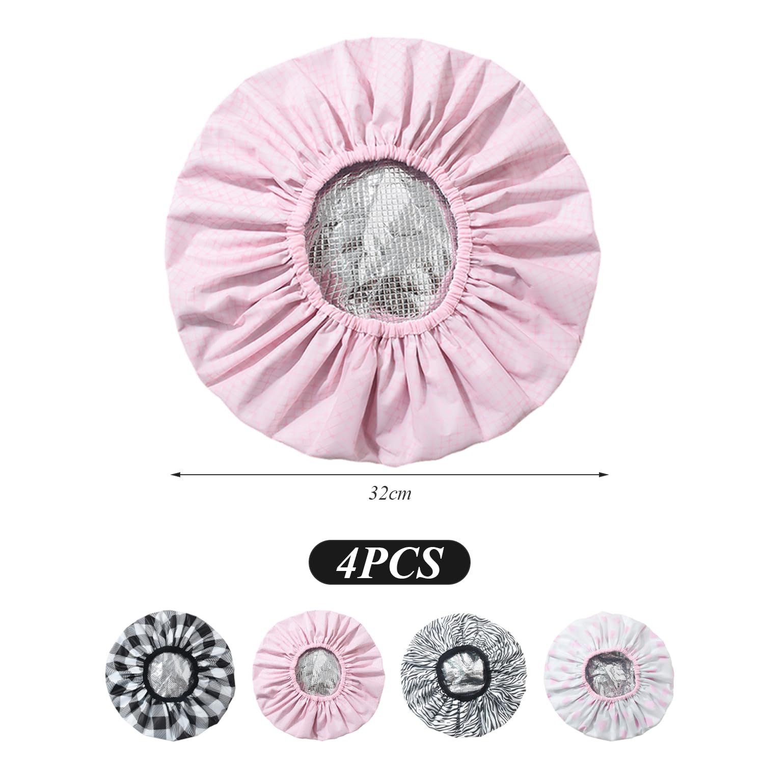 4Pcs Shower Caps for Women Waterproof Shower Caps, Hair Care Accessories, Reusable Shower Caps, Bath Supplies - Image 2