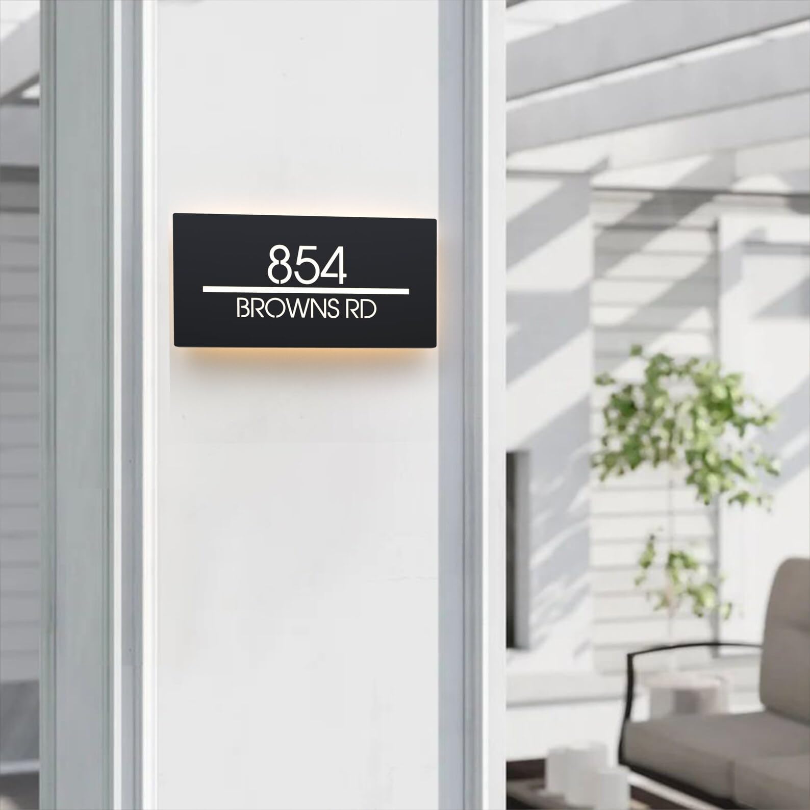 Name plate for home entrance | Home name plate | Door name plates | Customized name plate for home | 15X30 cm | LED backlit house sign | Acrylic | Gifts (Design 3) Black — Amazon image 5