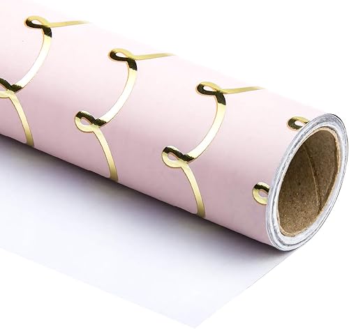 Miniatura 2 de WRAPAHOLIC - Papel de regalo Jumbo rosa para bodas - 30 pulgadas x 33 pies - Papel de regalo de cumpleaños con foil para cumpleaños, bodas, baby