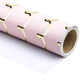 WRAPAHOLIC Jumbo Pink Wedding Wrapping Paper - 30 Inch x 33 Feet - Foil Girls Birthday Wrapping Paper for Birthday, Wedding, Baby Shower, Bridal Shower