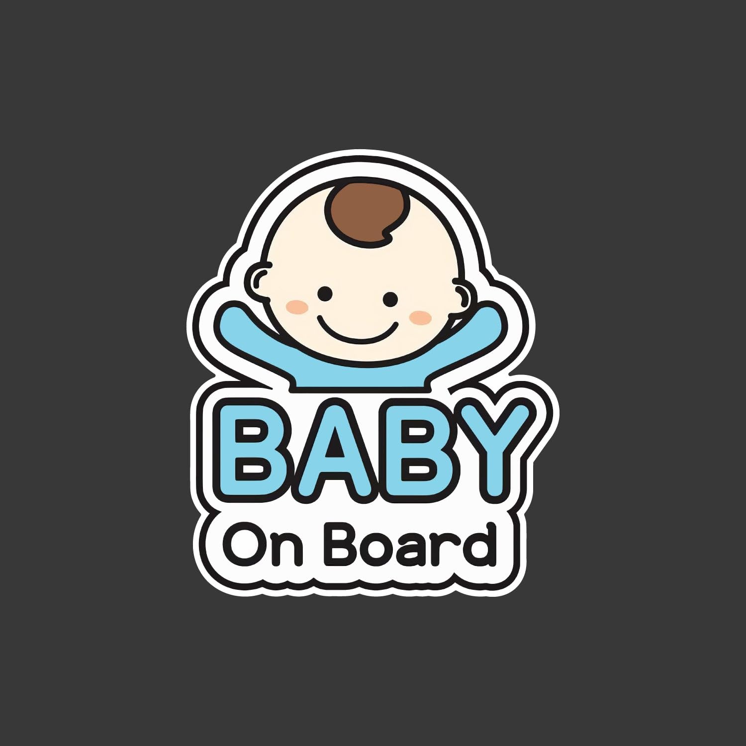 WallDesign Baby on Board Car Sticker (Boy) - Cute Blue Waterproof Removable Vinyl Window Decal, Safety Alert Sign for Vehicles, 5x6 Inch