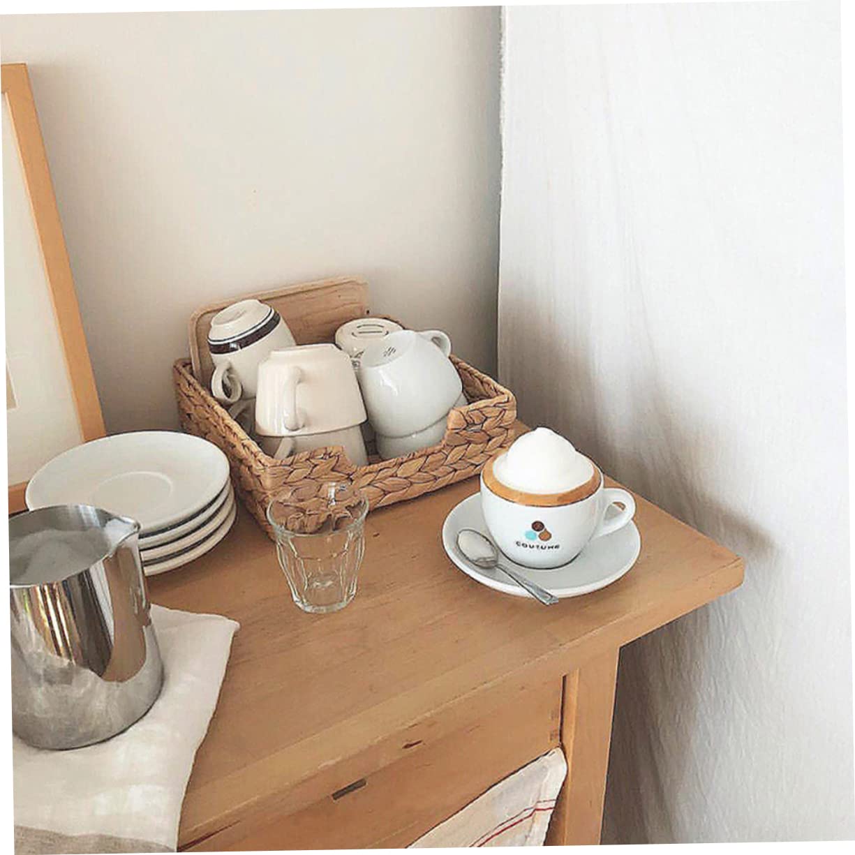 Ciieeo 1Pc Handmade Woven Storage Basket Organizer for Sundries Decorative Home Decor Minimalist Style Food Serving Container for Office Living Spaces