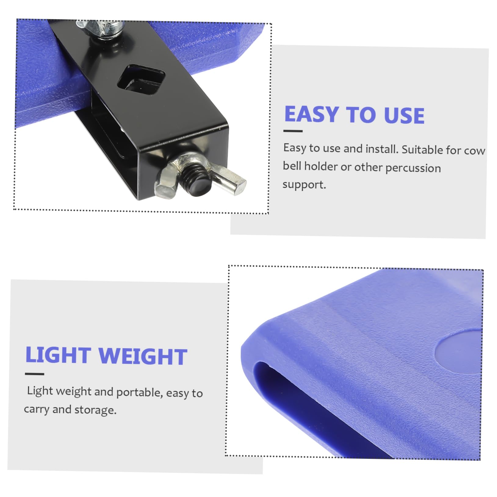 SECFOU Accesorio para Batería de Percusión Bloque Templo Azul, Plástico y Abrazadera Metálica, Sonido Nítido, Ligero y Portátil para Músicos, Compatible Soportes de Cencerro, Adecuado