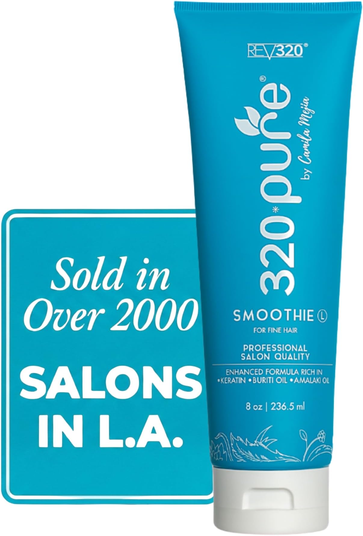 320 PURE SMOOTHIE - Leave In Conditioner - 100% Pure Extracts - Frizz Control Lock In Moisture (8oz (Fine Hair))