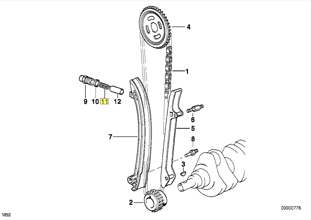 BMW M50 M52 M54 Engine Timing Chain/Oil Relief Spring 11411706809