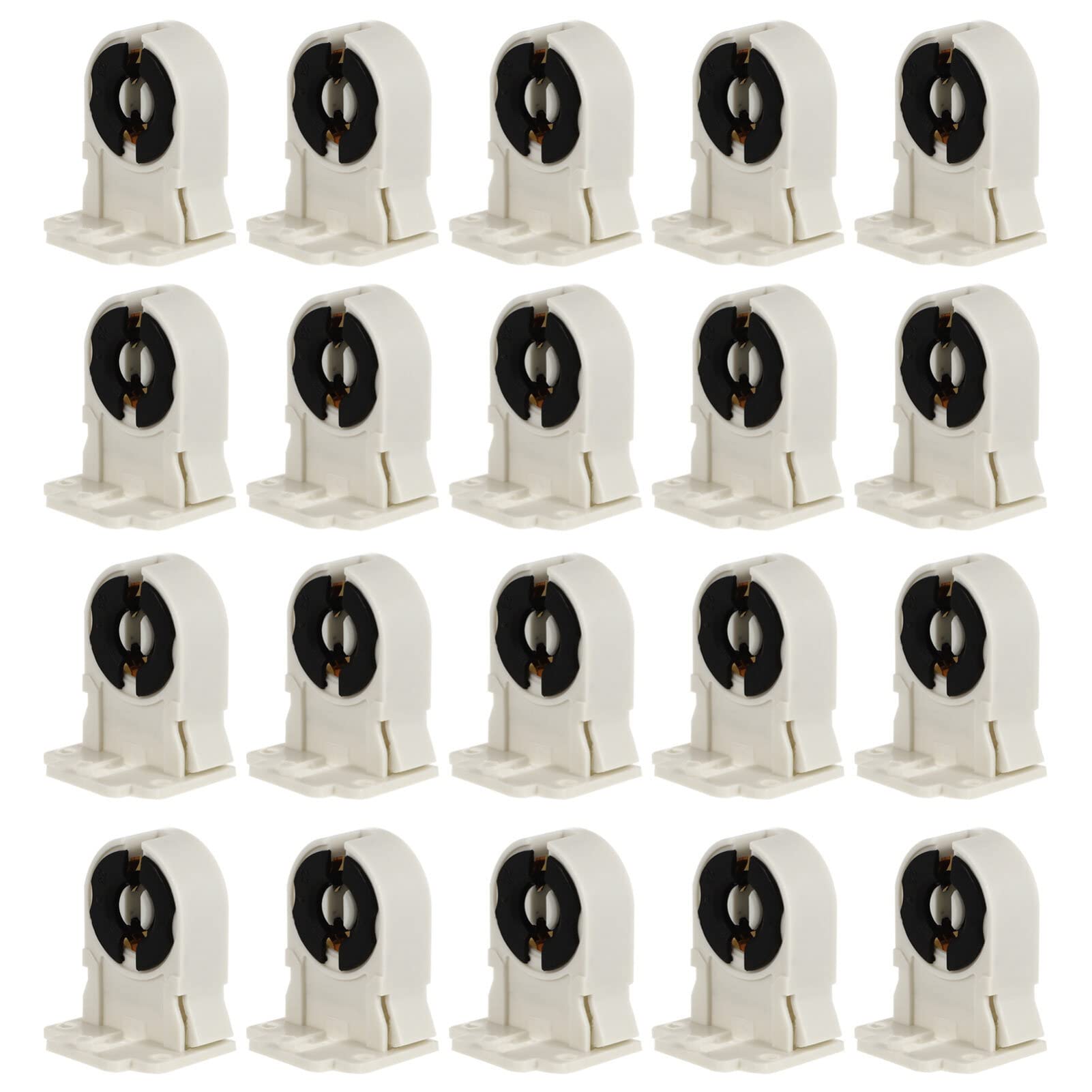 Angoily 20PCS T8/ Turn Type Tombstone Lampholder Fluorescent Lamp Holder Household Light Tube Holder for T10 LED Fluorescent Tube Replacement