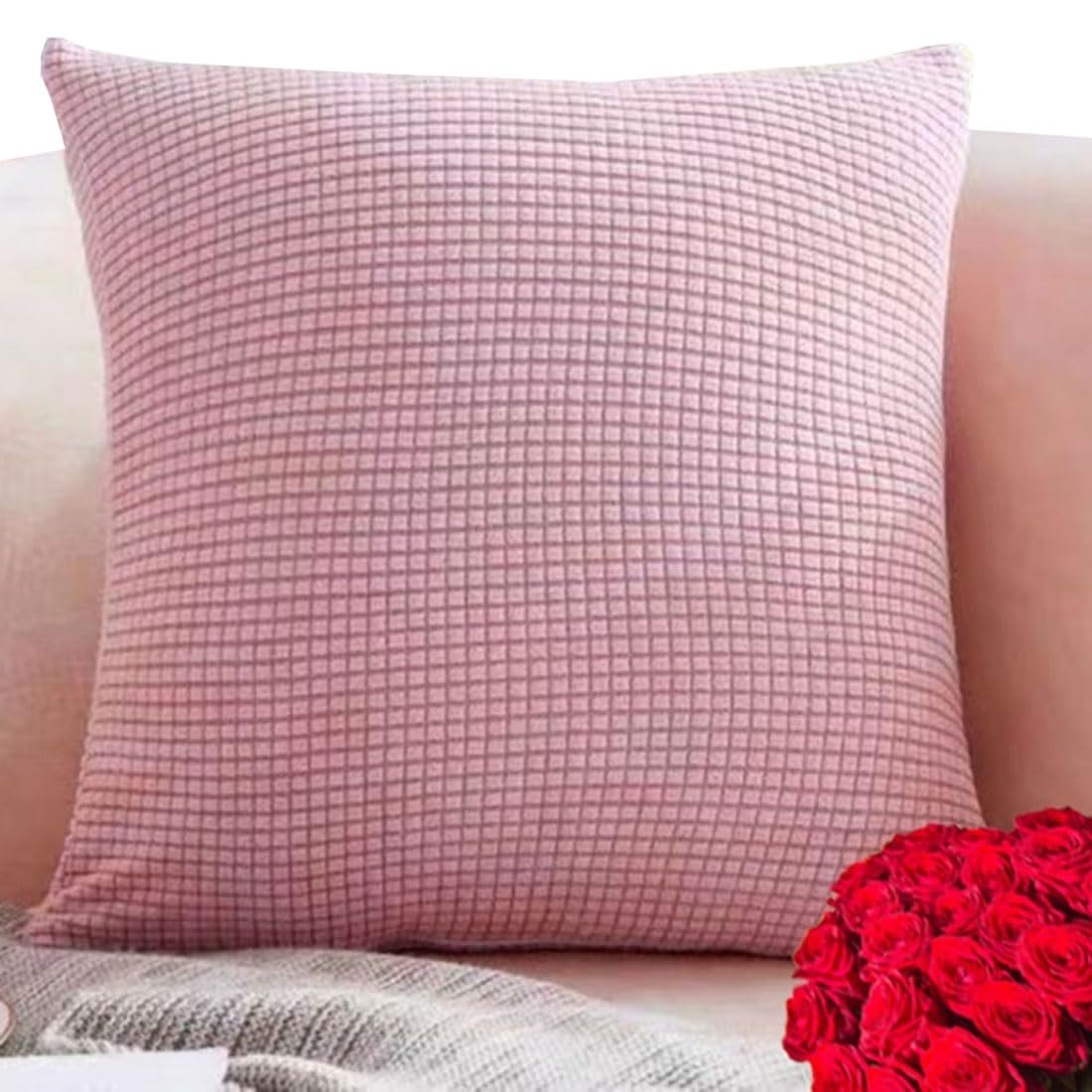 Velvet Cushion Covers 45 X 45cm 60cm X 60cm 18x18/24x24/16 X 16 Inches Sofa Pillowcase Throw Pillow Cases Plain Cushion Protectors For Sofas With Invisible Zipper ( Color : #8 , Size : Throw pillow Co