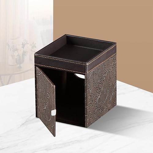 Miniatura 6 de YAPISHI Funda para caja de pañuelos con bandeja de almacenamiento, soporte decorativo de piel sintética, soporte decorativo para pañuelos de baño,