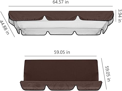 Miniatura 2 de Juego de cubierta superior impermeable para patio, cojín de repuesto para toldo de columpio para exteriores, funda superior de repuesto para