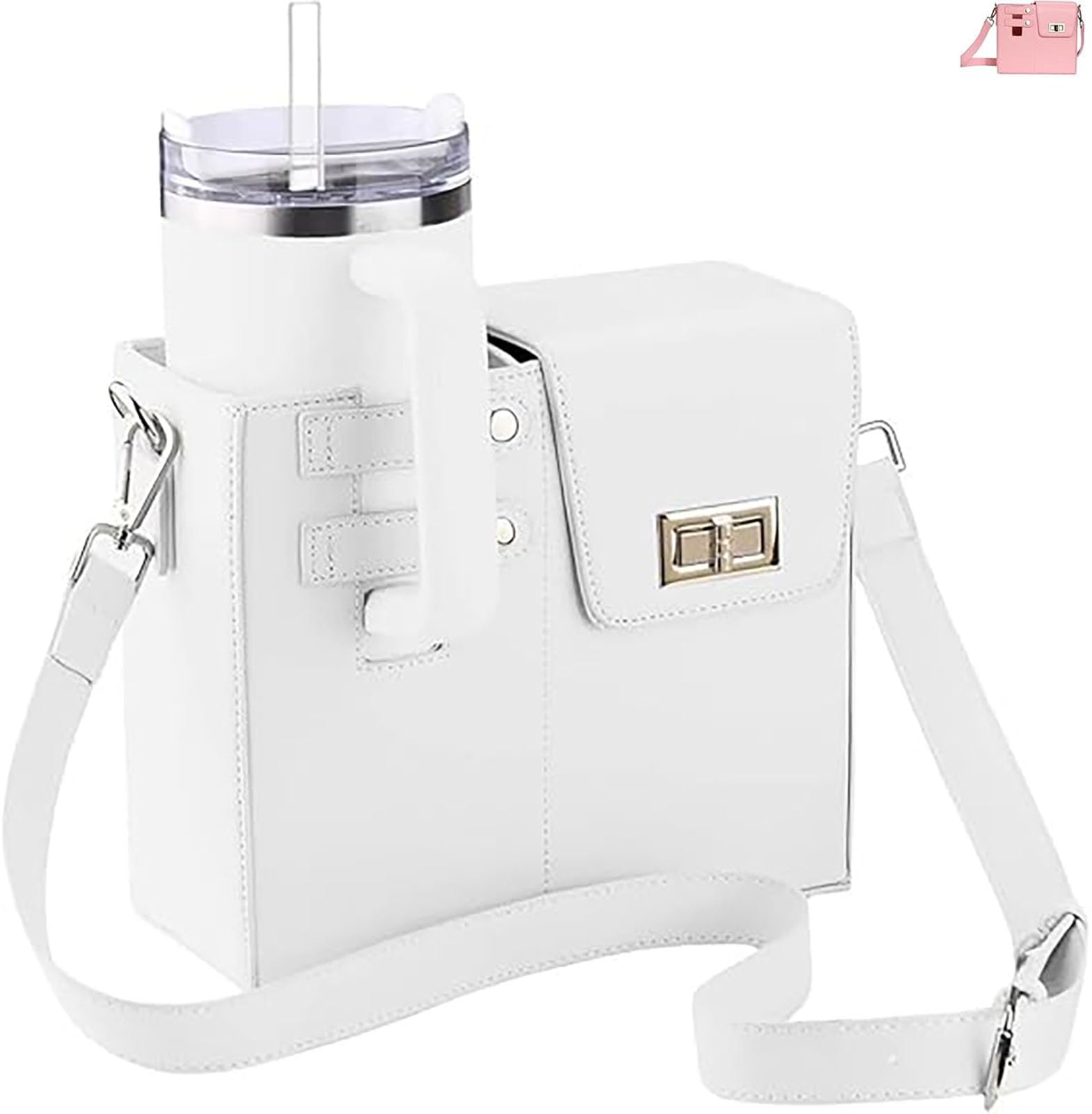 Crossbody-Wasserflaschen-Tasche – isolierte tragbare Aufbewahrung für Damen, Outdoor-Geldbörsenhalter für Tassen, ideal für Reisen und den täglichen Gebrauch, Braun