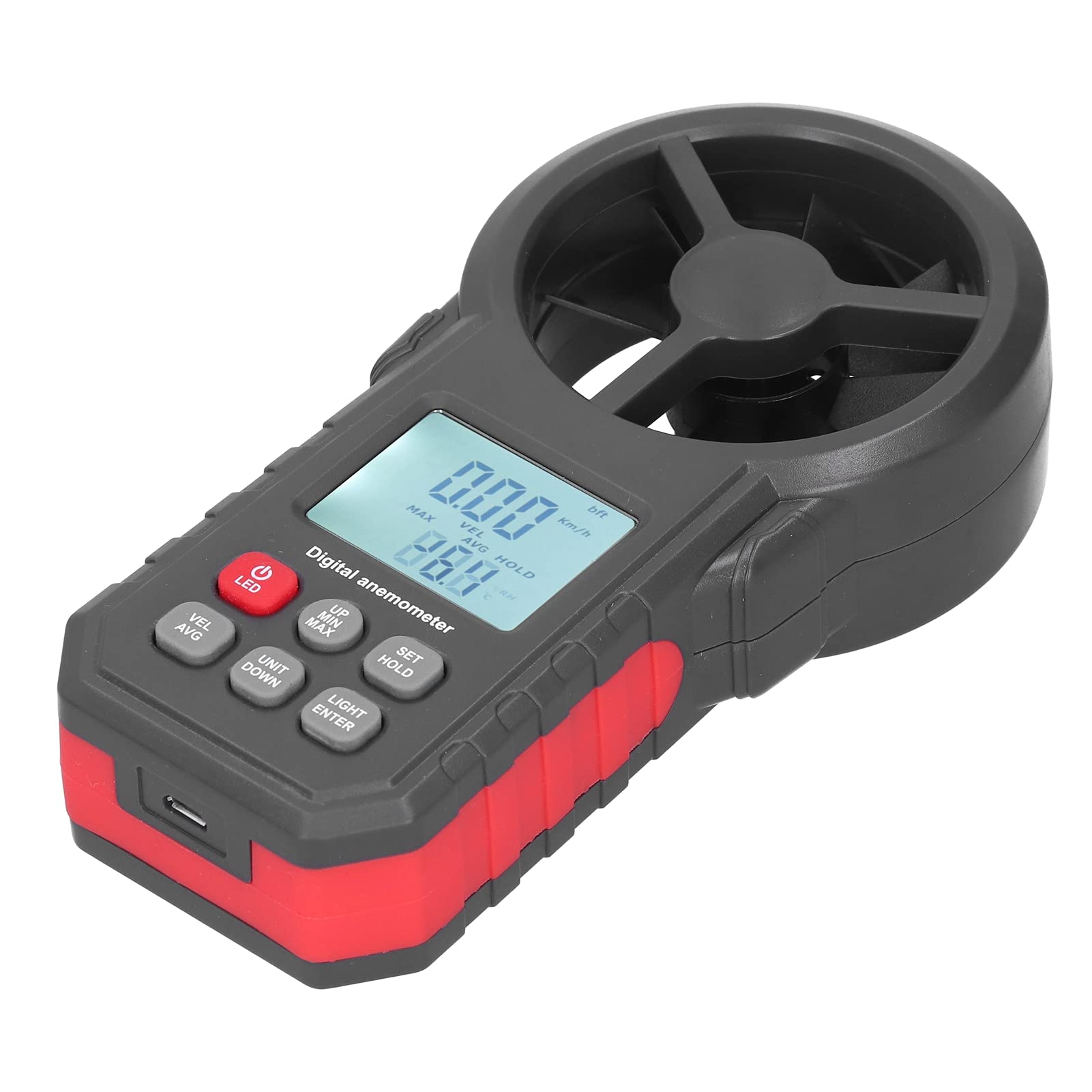 TOPINCN Anemómetro Digital Bluetooth WT87B Probador de Velocidad del Viento Portátil de para Uso en Exteriores con Retroiluminación LCD y Conectividad USB