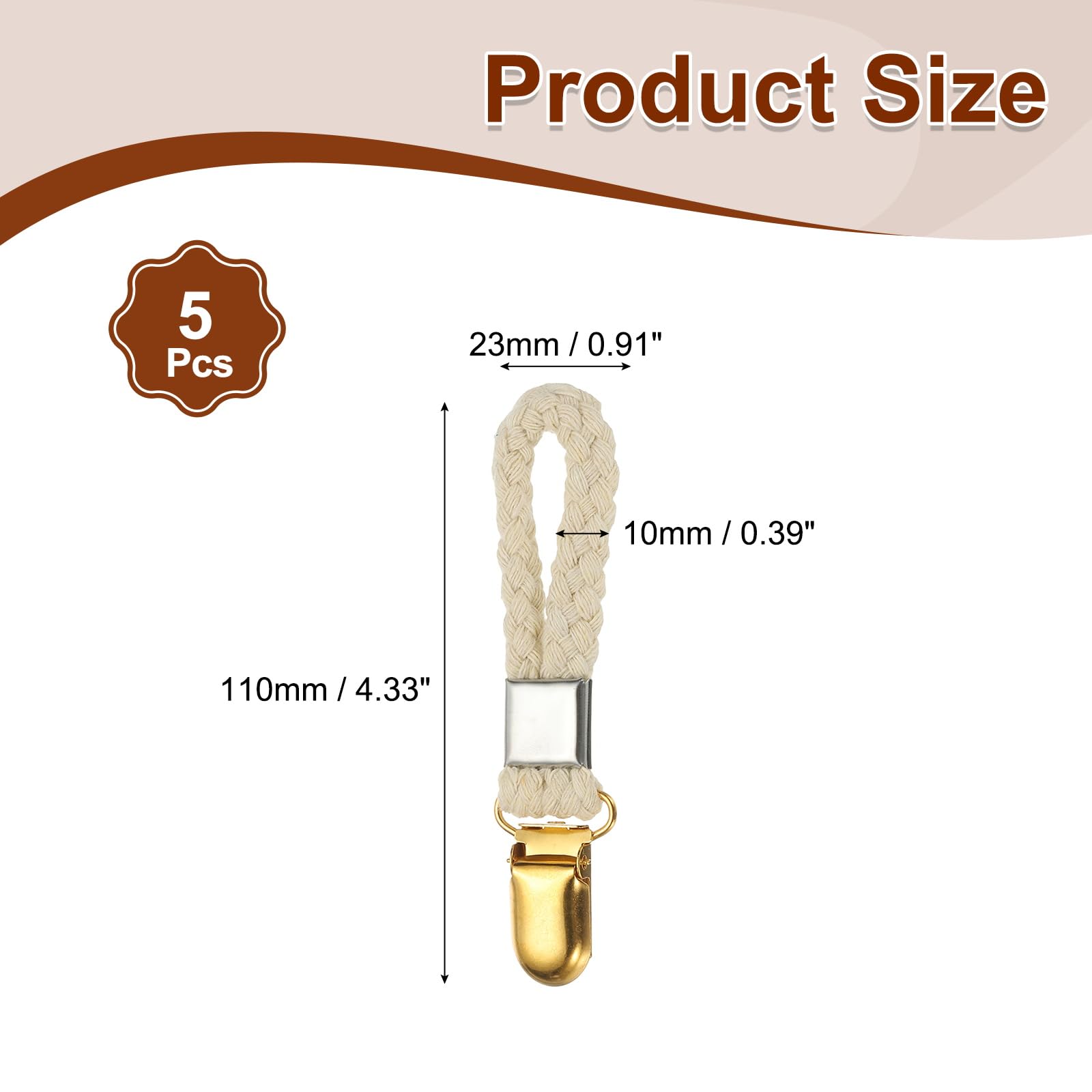 PATIKIL 5 Pezzi Clip Per Strofinacci Appendibili, 0.9" Larghezza Anello In Cotone Intrecciato Con Pinze In Metallo Dorato Per Cucina Bagno Campeggio Organizzazione Appendere Attrezzo