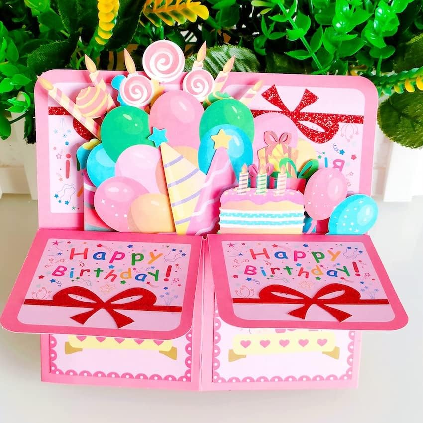 Miniatura 2 de Get Your Merch - Tarjeta emergente 3D de feliz cumpleaños, ideal para compartir un cumpleaños, enviar felicitaciones, tarjeta de felicitación con