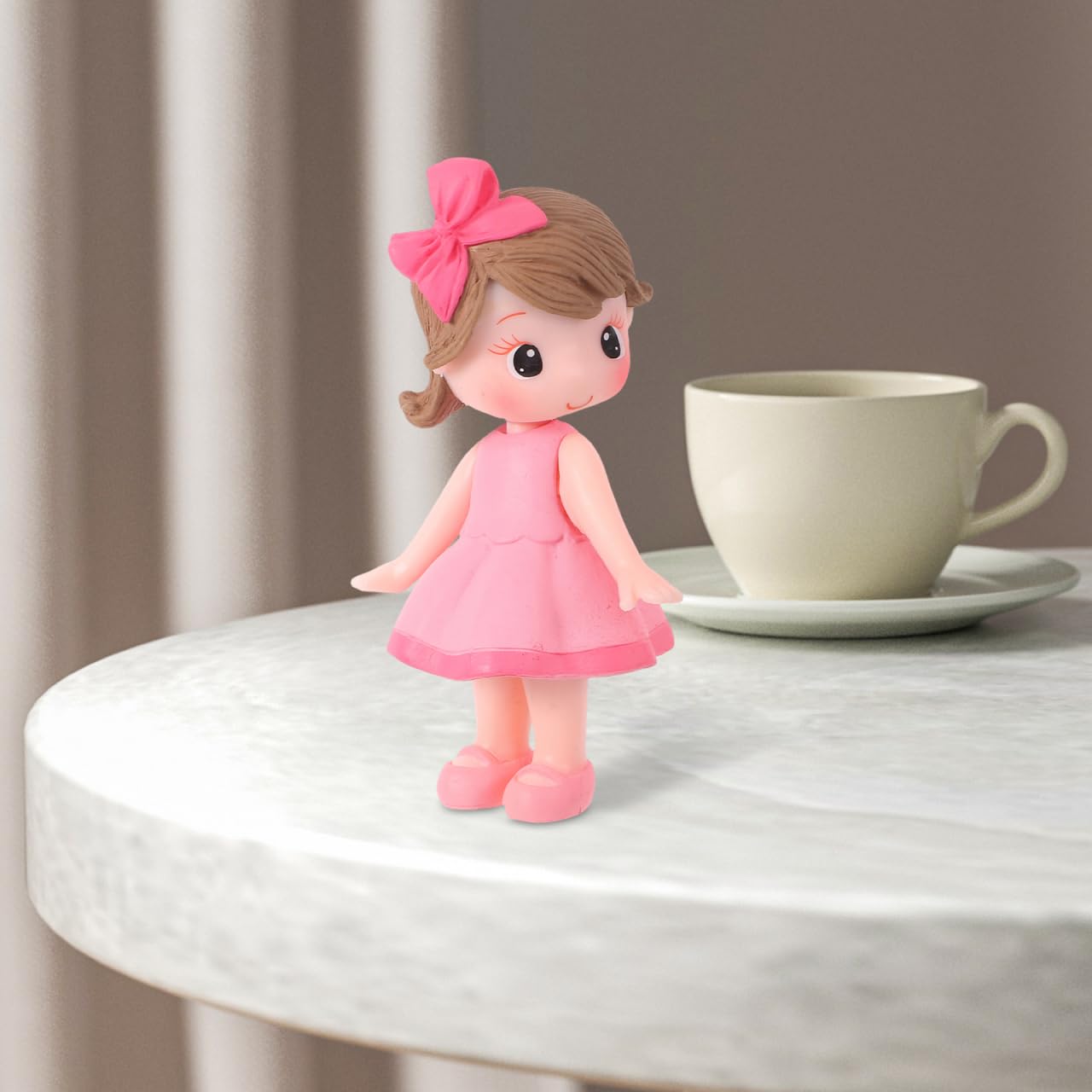 Mini Girl Doll Figures, Cute Polymer Clay Figure for Cupcake Topper, Cake Toppers, Cake Decoration, 3.42" Tall