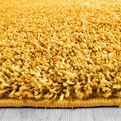 Image of CD Carpet Anti Slip Shaggy Fluffy Fur Rugs and Carpet for Living Room Bedroom Kids Room Plain Circle Carpets for Home with 2 Inch Thickness (Color Mustard Size 5x5 Feet Round)