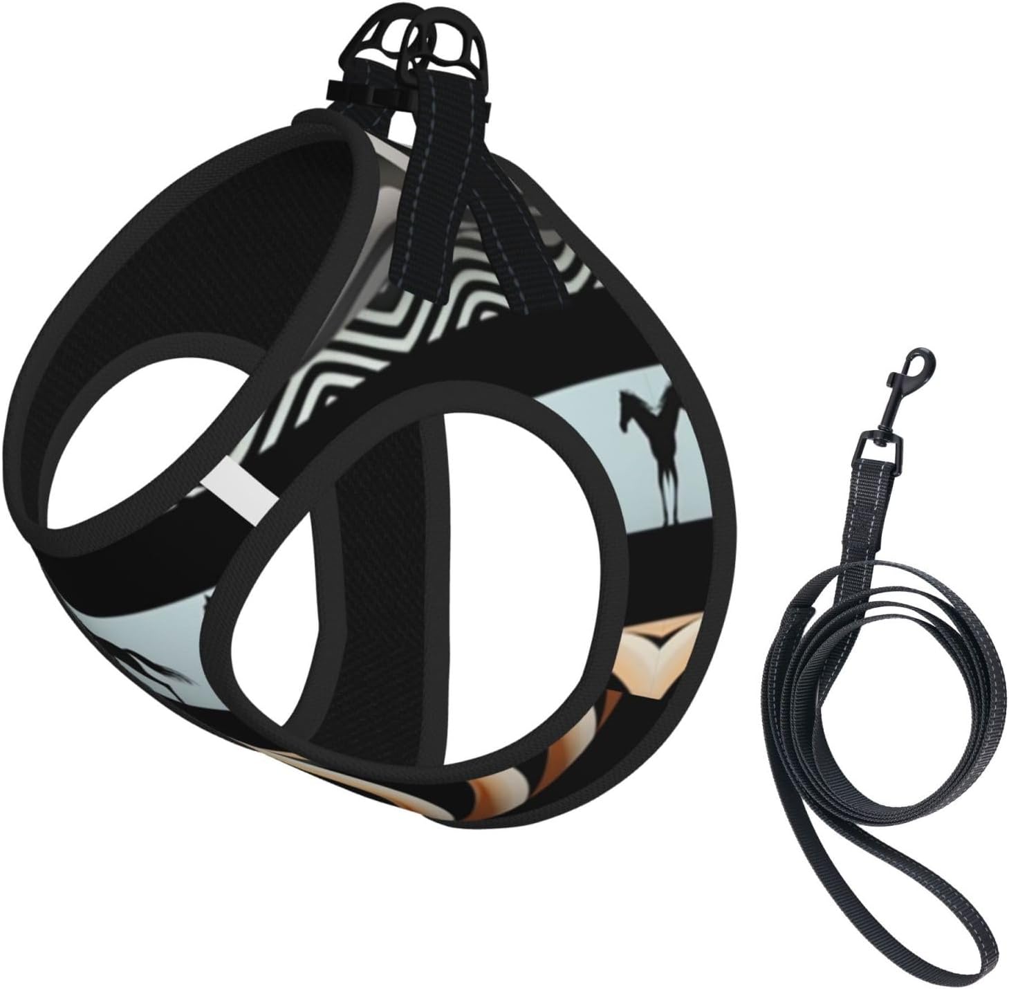 Retro Wave Pet Vest Small Size Dog Harness and Leash Set, Reflective & Breathable for Puppy Training with Accessories Medium