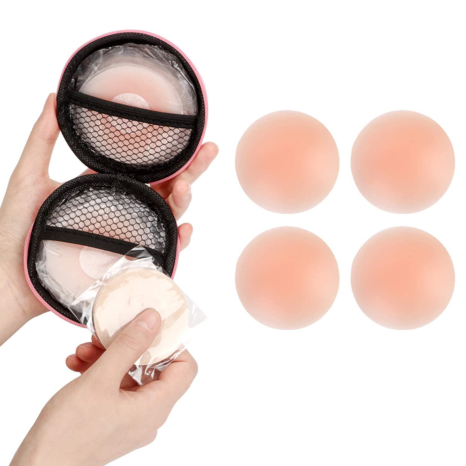 Nipple Covers for Women Reusable Adhesive Invisible Pasties Silicone Cover for Dress-image-20
