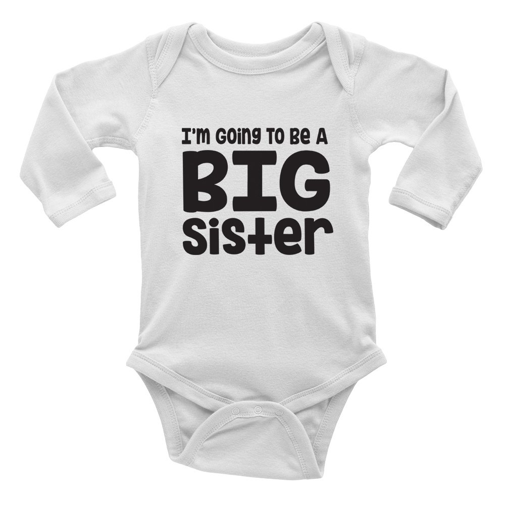 I'm Going to be a Big Sister Girls Cute Long Sleeve Baby Vest Bodysuit White